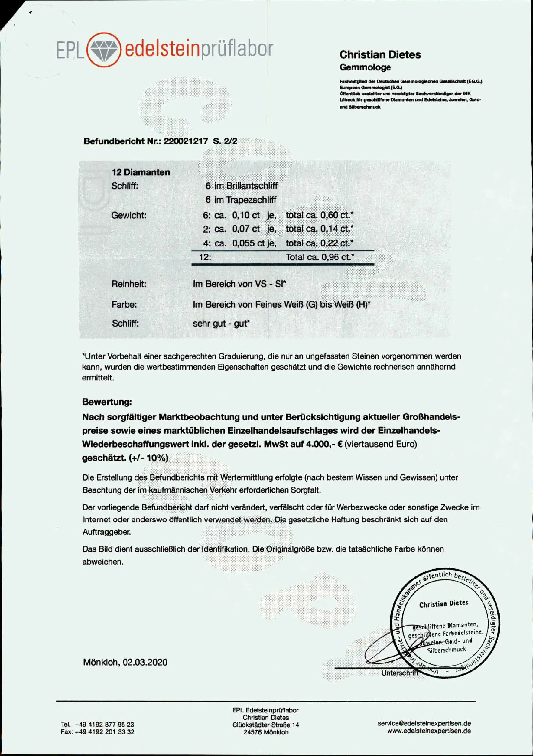 Ring Weißgold mit Saphir, Trapez Diamanten und Brillanten, mit EPL Expertise Ring Weißgold mit Saphir, Trapez Diamanten und Brillanten, mit EPL Expertise