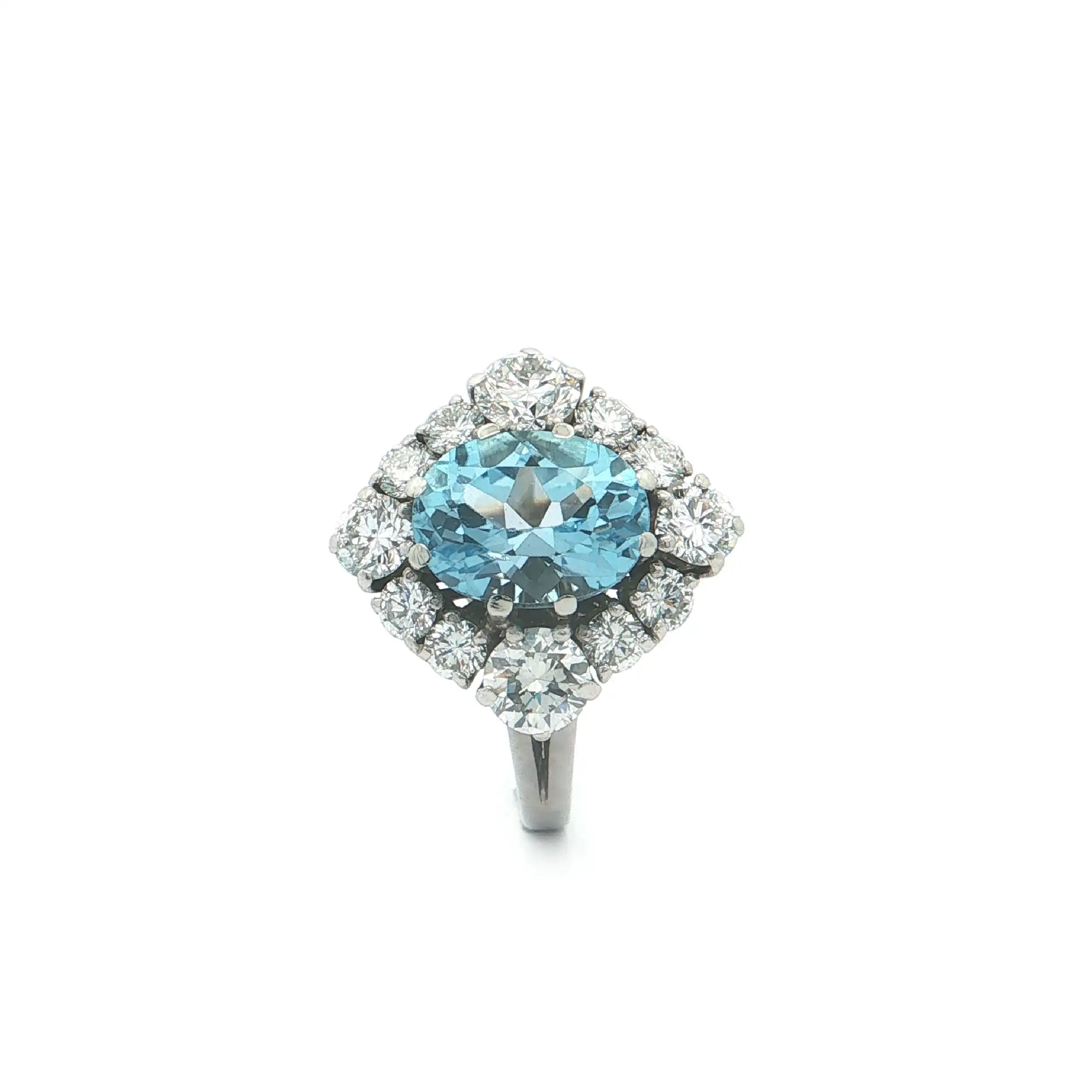 Ring Weißgold mit Blautopas und Brillanten