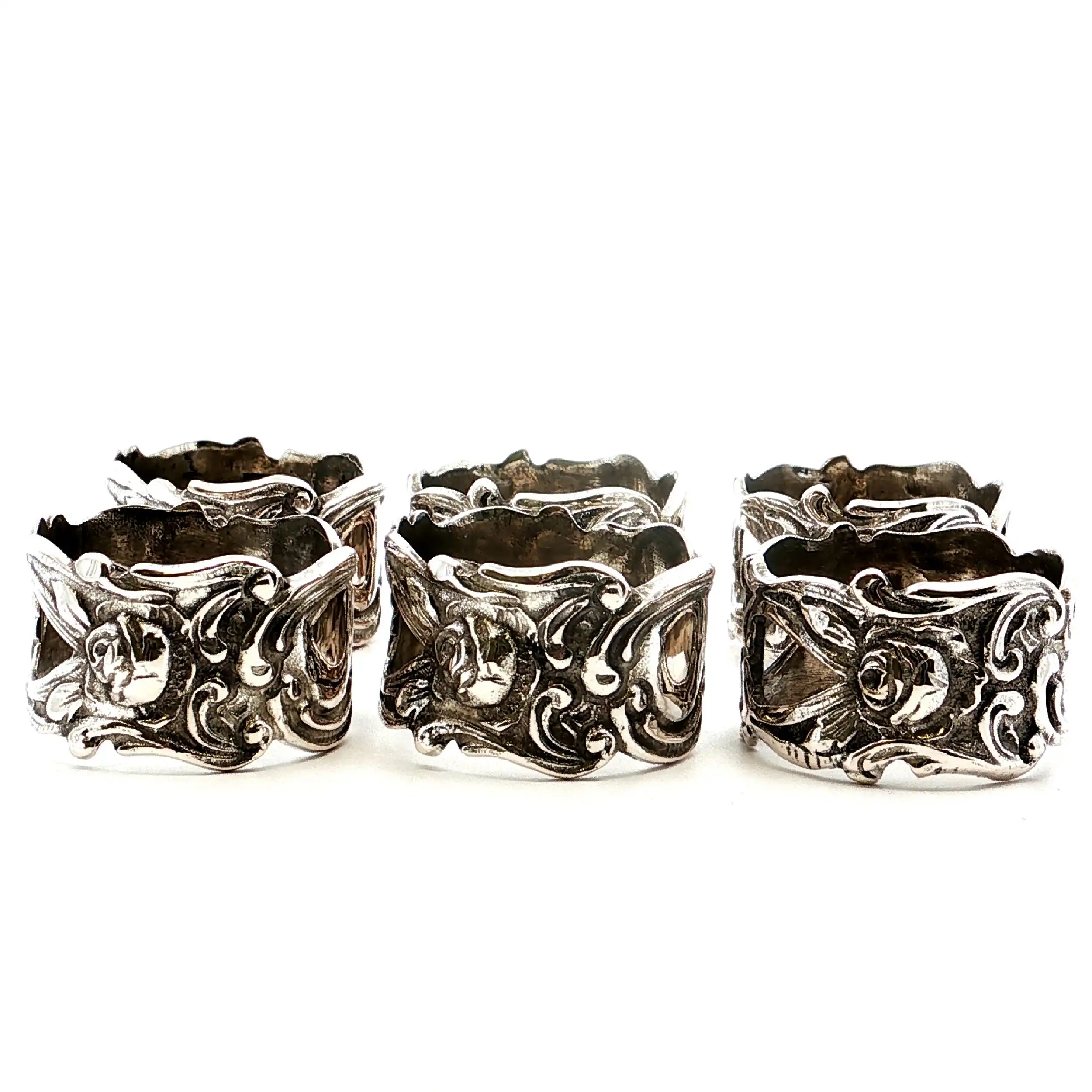6 Serviettenringe Silber
