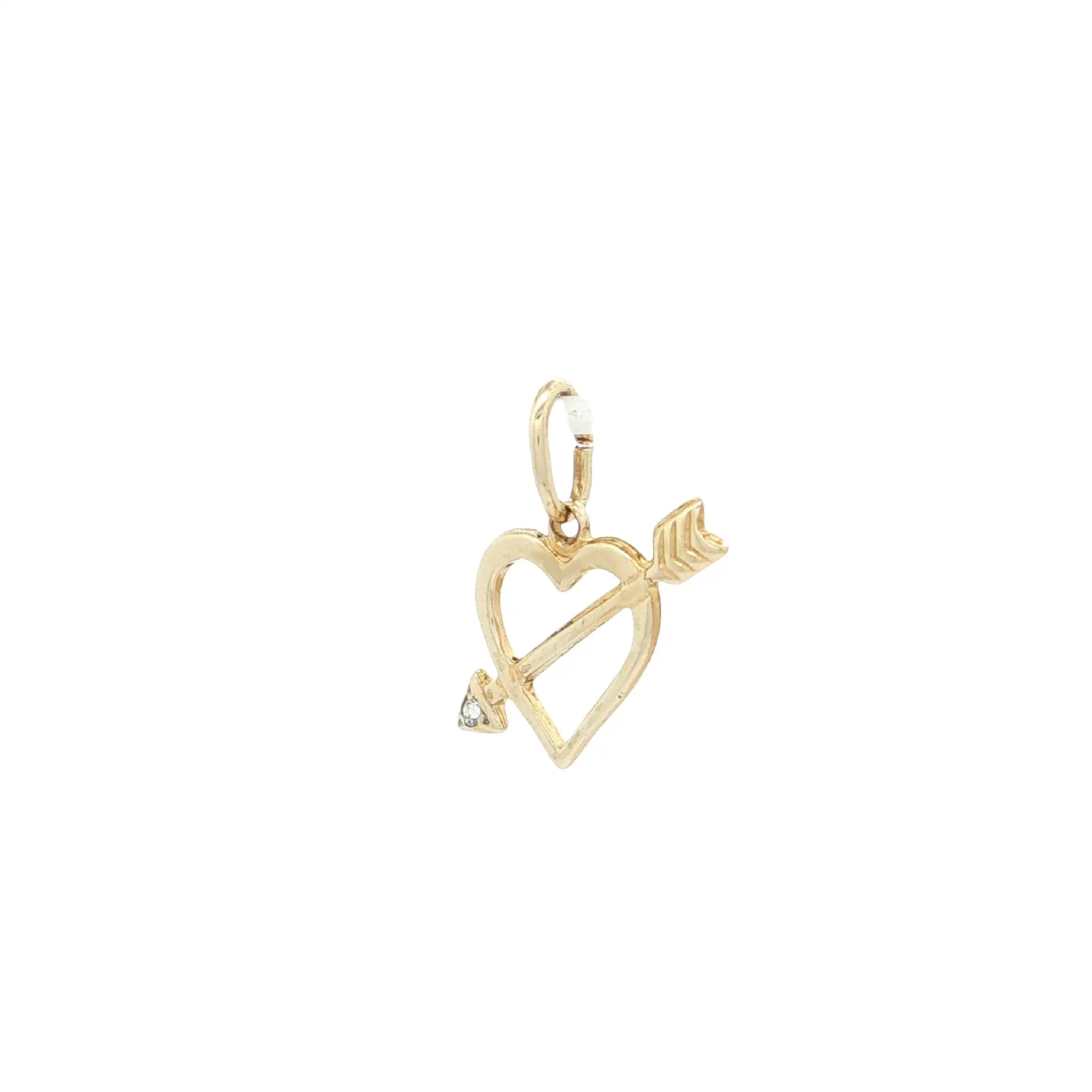 Herzanhänger Gelbgold mit Pfeil und Zirkonia