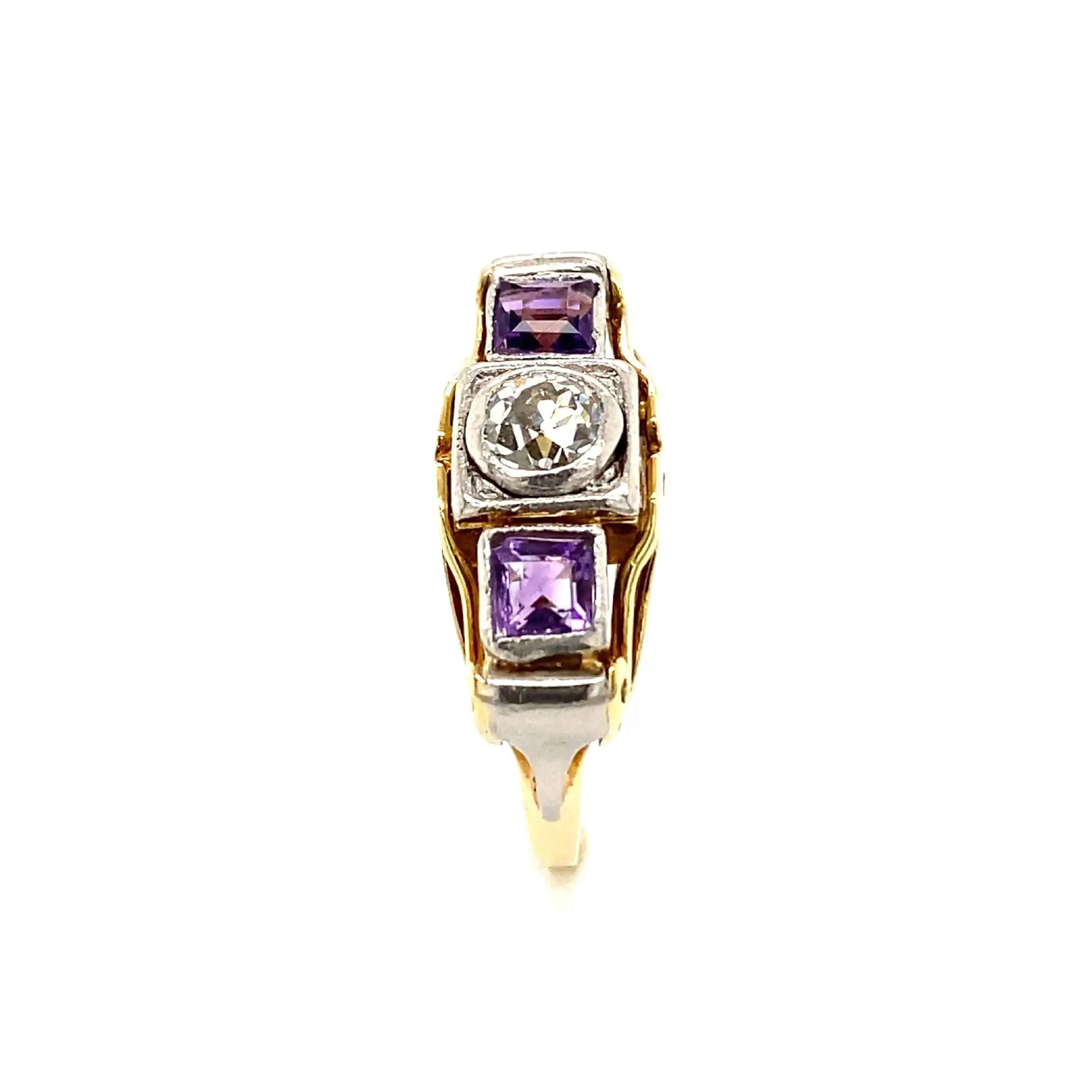 Ring Bicolor mit Amethyst & Altschliff-Brillant