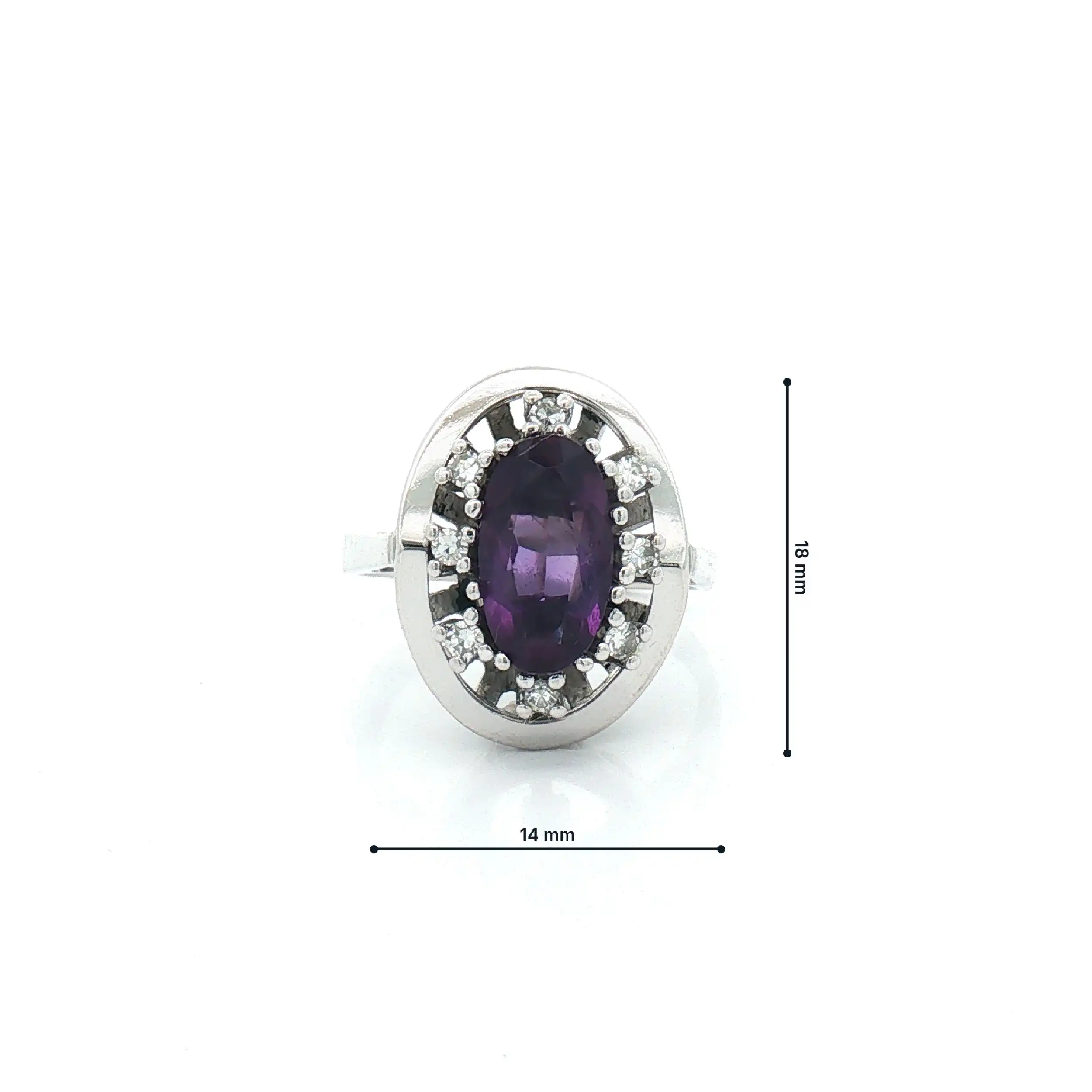 Ring Weißgold mit Diamanten und Amethyst