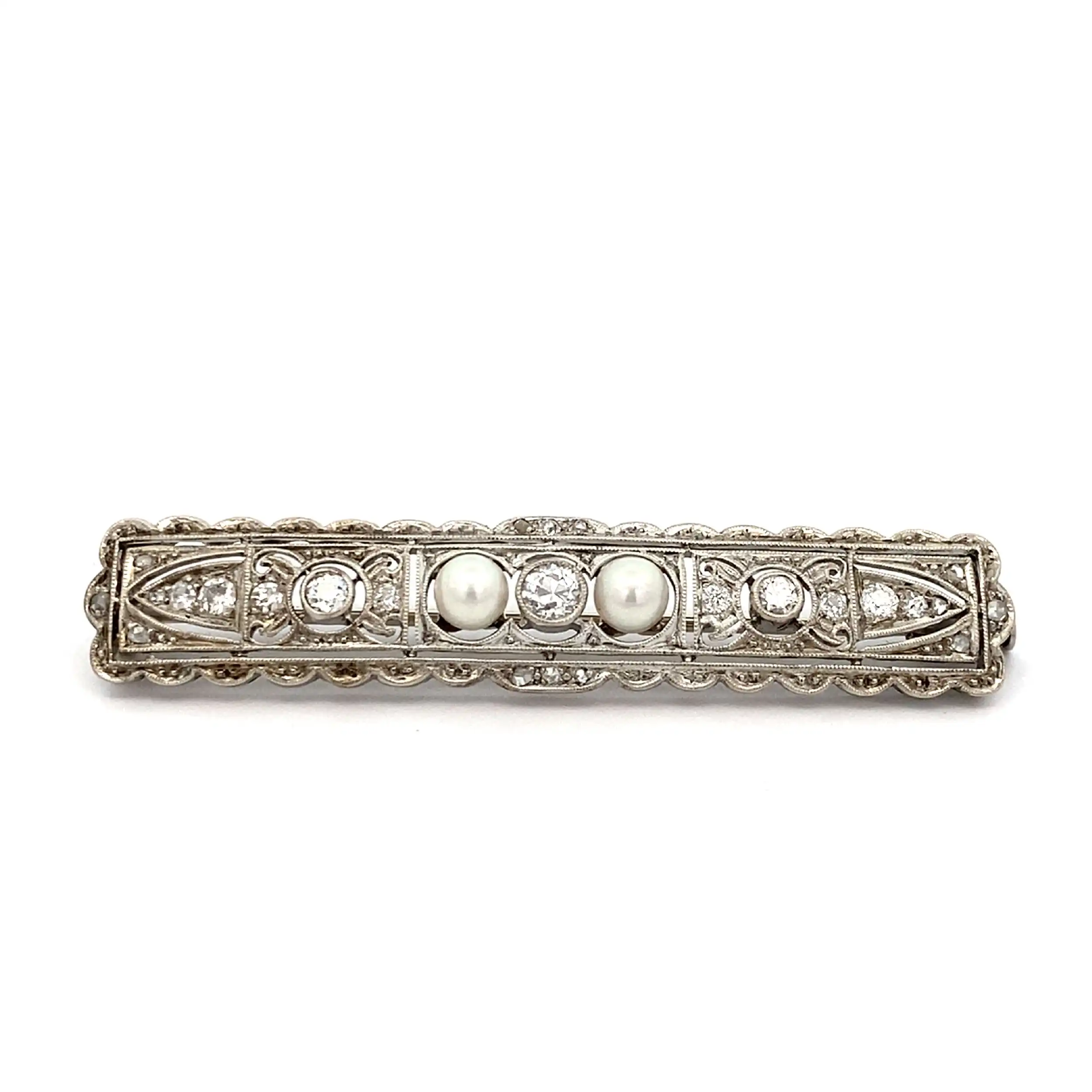Anstecknadel Artdeco mit Altschliff und Perle Anstecknadel Artdeco mit Altschliff und Perle