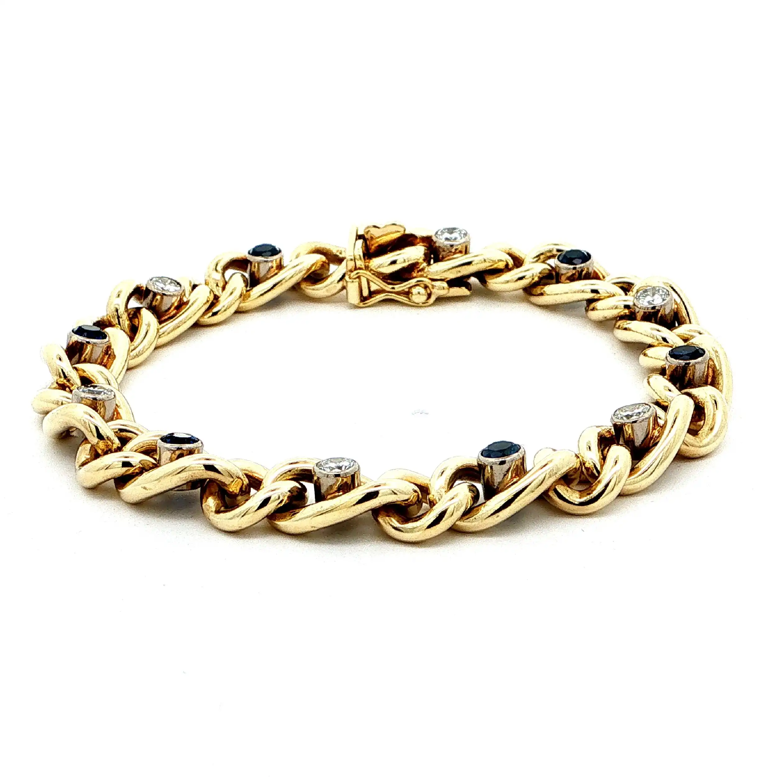 Panzerarmband Gelbgold mit Saphiren & Brillanten