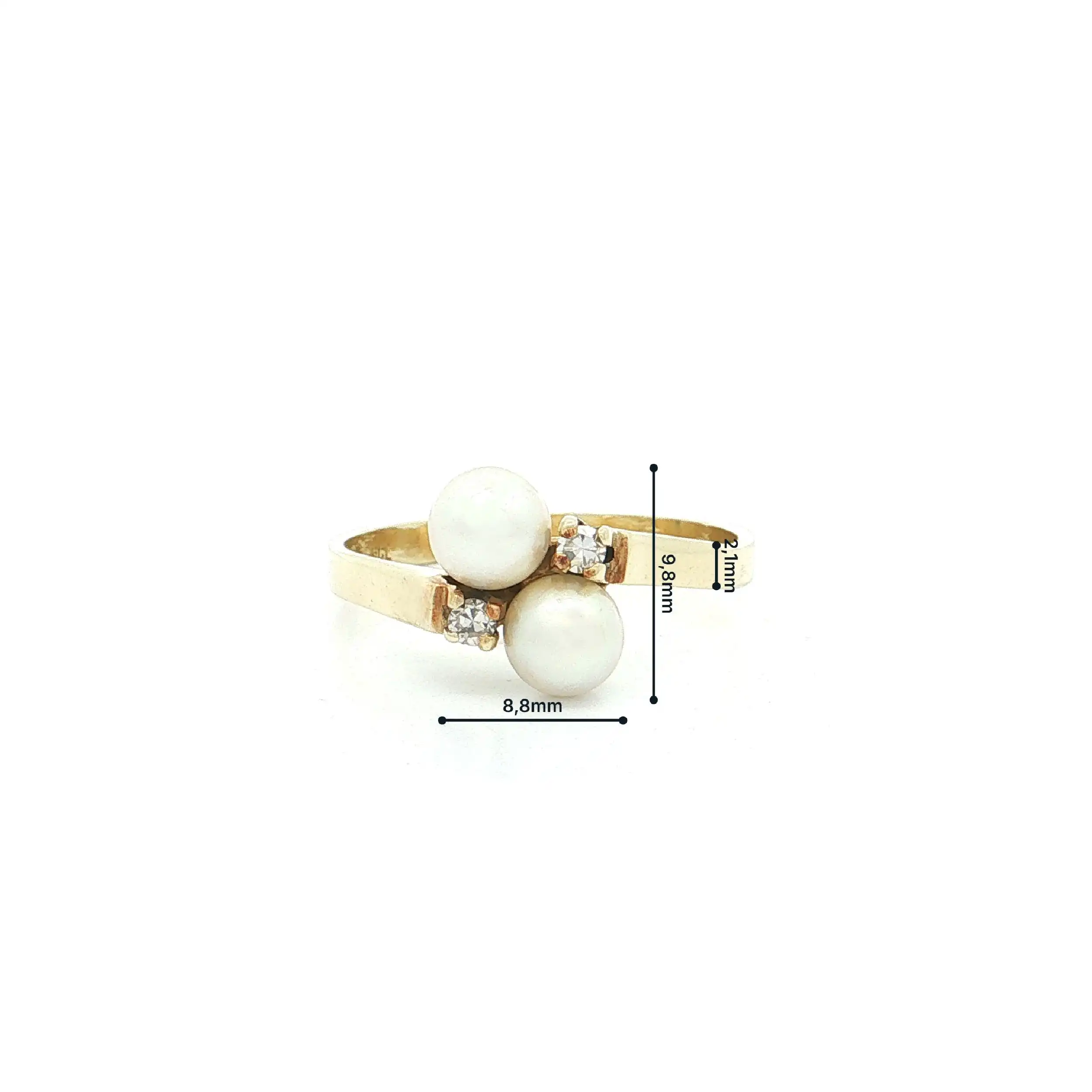 Ring Gelbgold mit Perlen und Diamanten