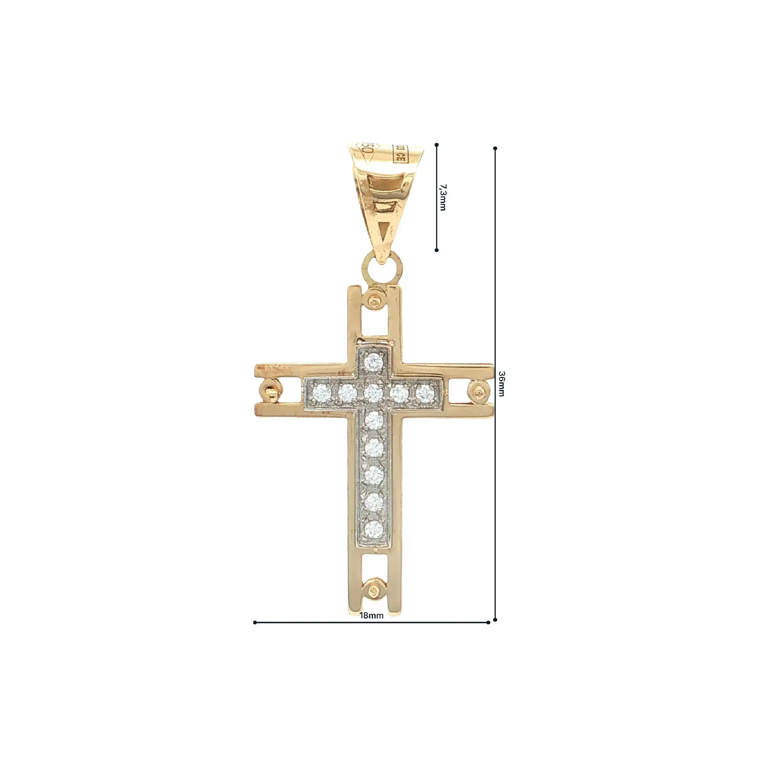 Kreuzanhänger Bicolor mit Zirkonia Kreuzanhänger Bicolor mit Zirkonia