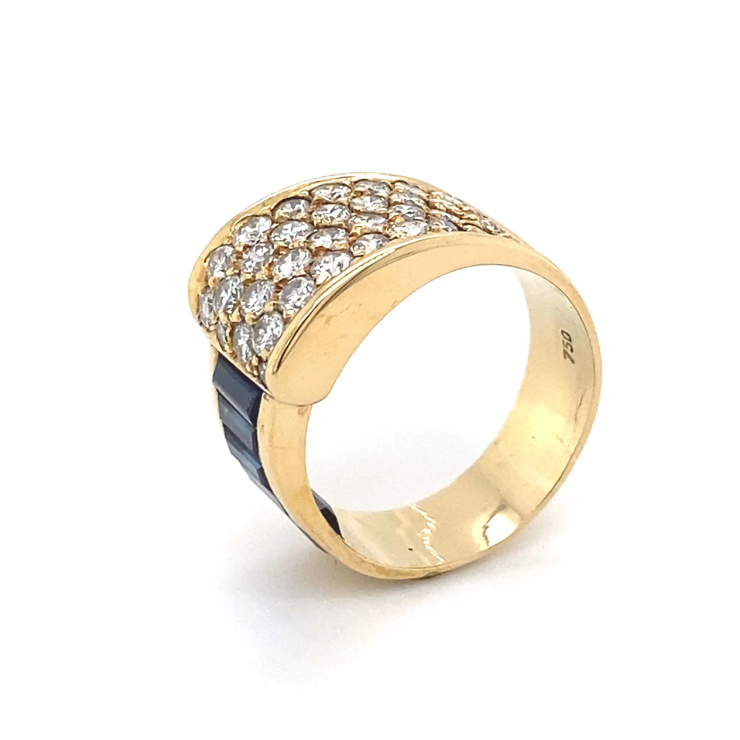 Ring Gelbgold mit Brillanten und blauen Steinen