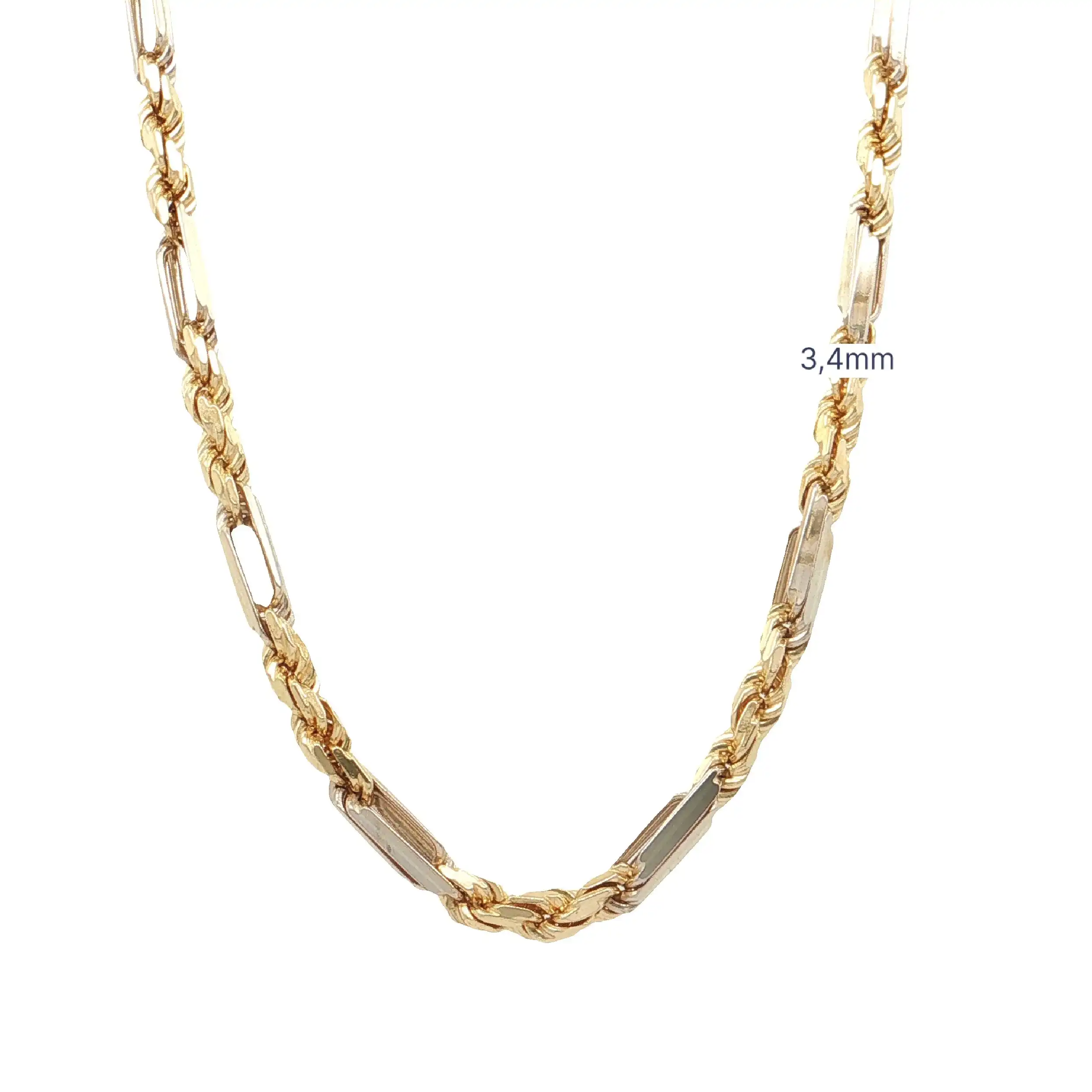 Stäbchenkordelkette Gelbgold