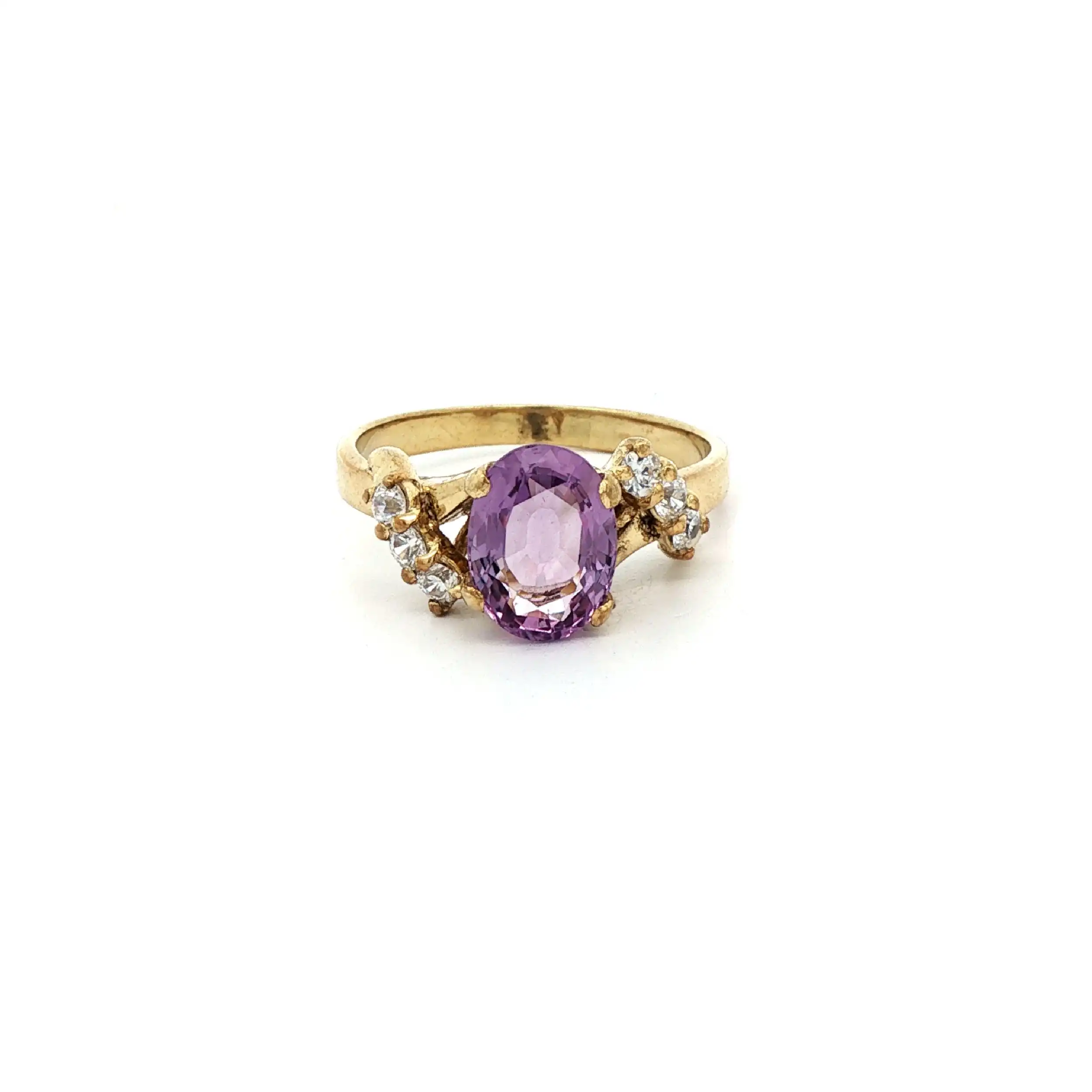 Ring Silber mit lila Farbstein und Zirkonia