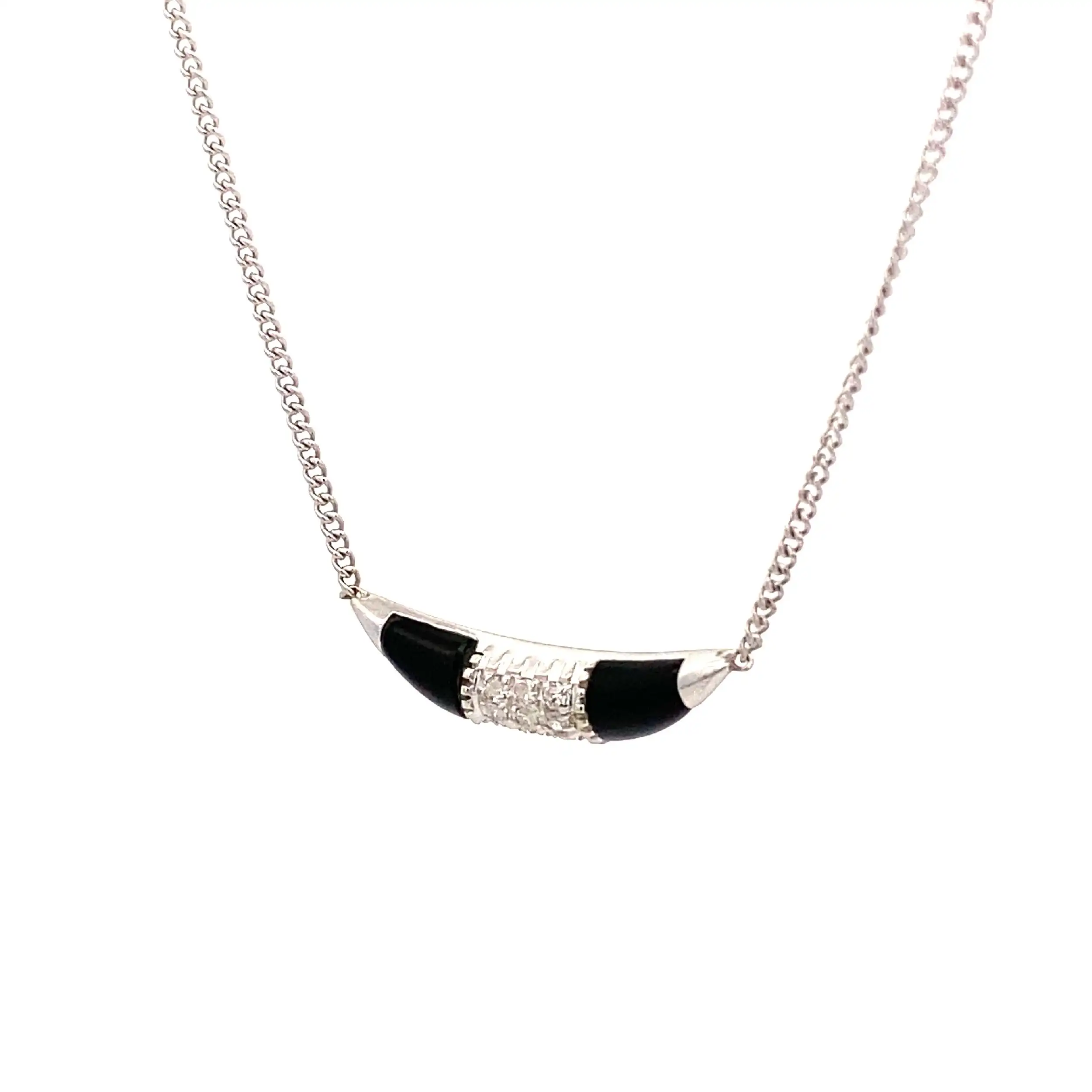 Ankerkette Weißgold mit Diamanten und Onyx