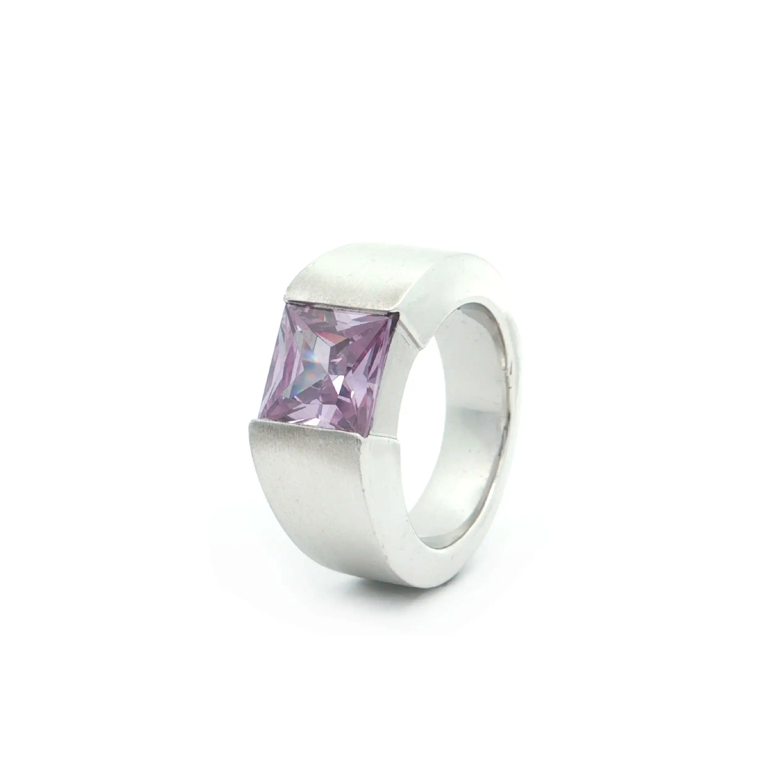 Silberring mit rosa Farbstein
