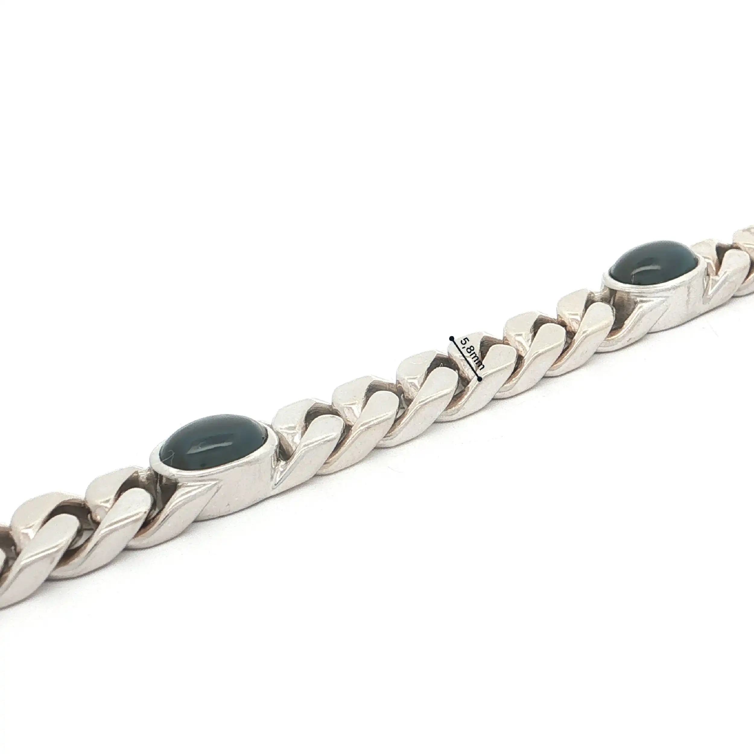Panzerarmband Weißgold mit Saphir Cabochons Panzerarmband Weißgold mit Saphir Cabochons