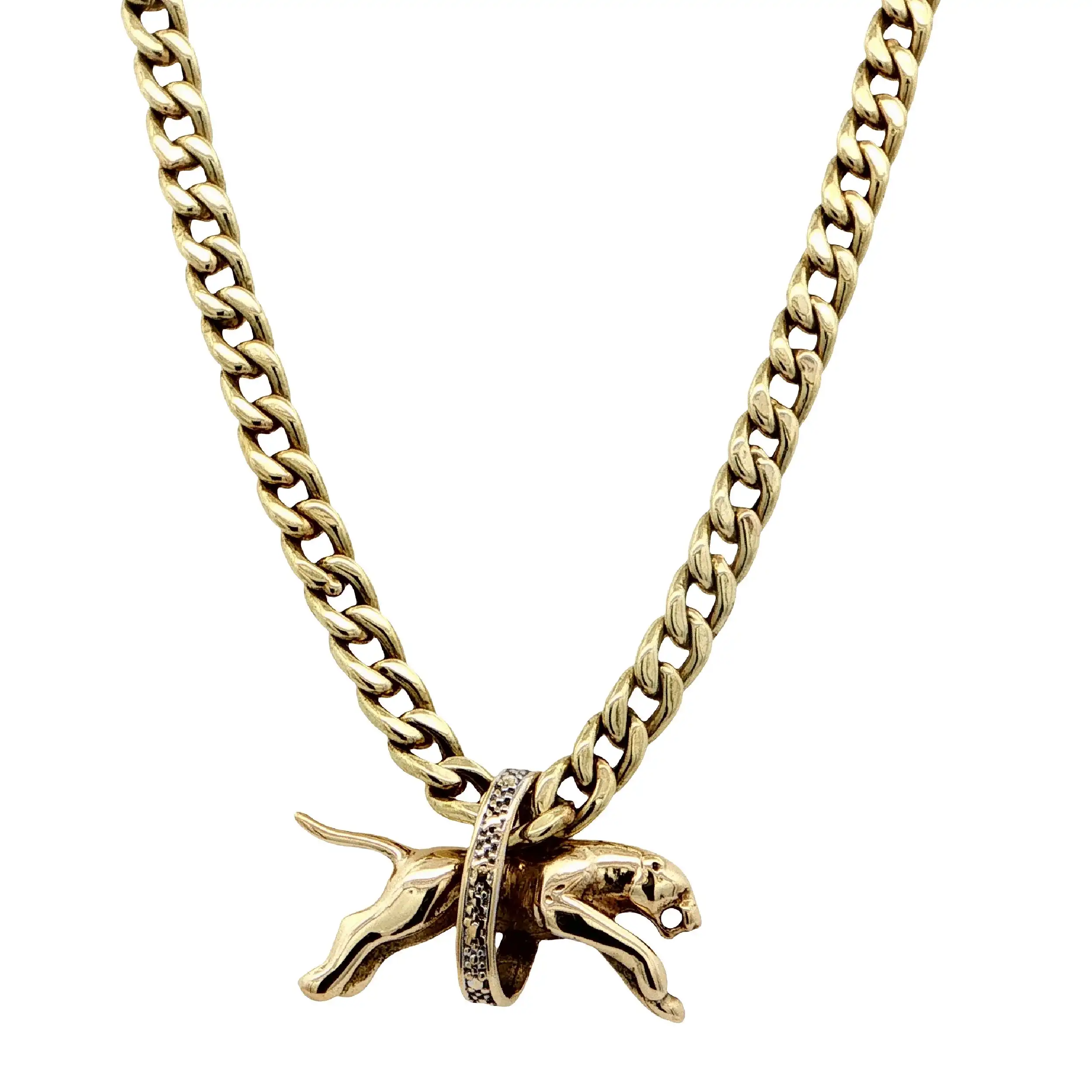 Panzerkette Gelbgold mit Anhänger Panther