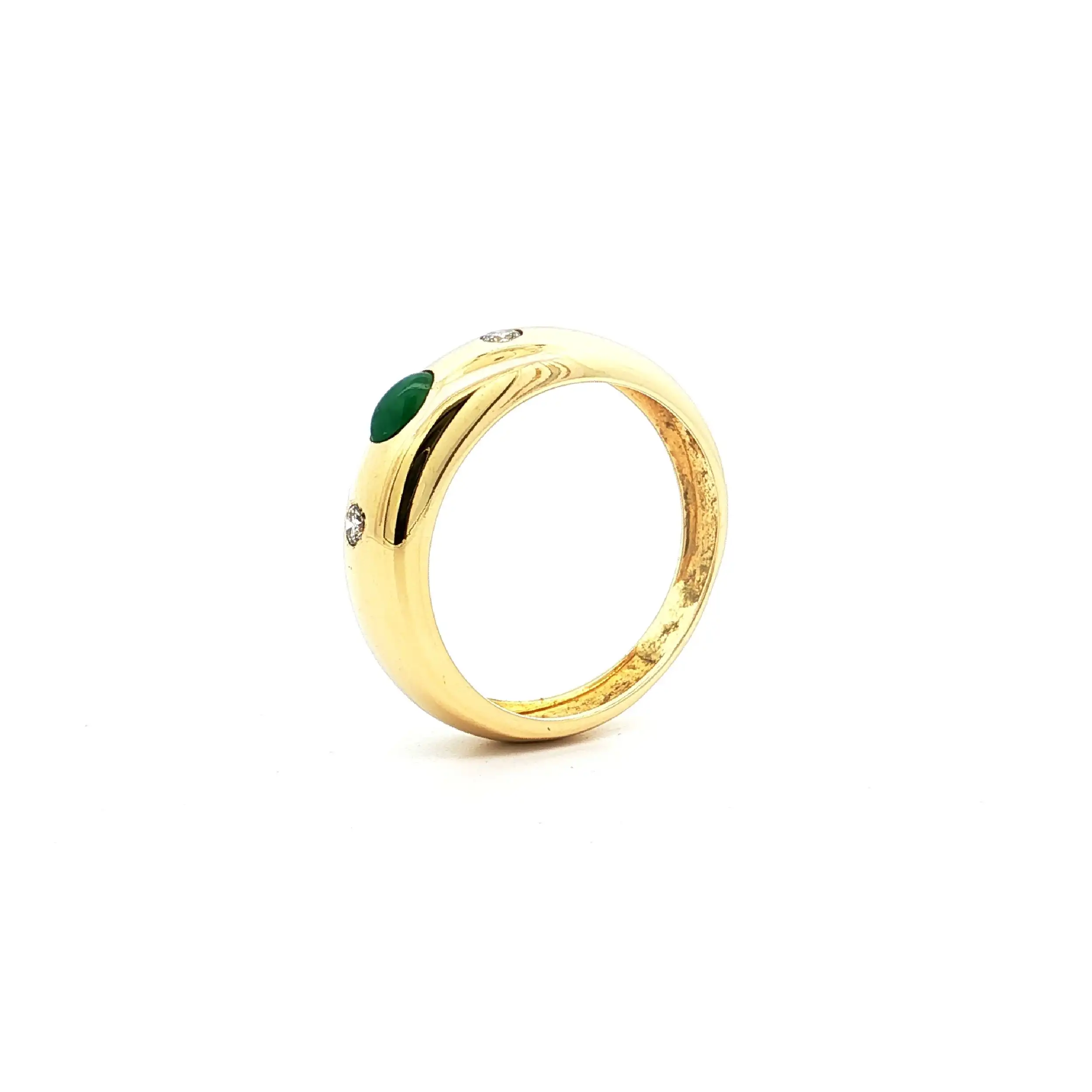 Ring Gelbgold mit Smaragd Cabochon & Brillanten