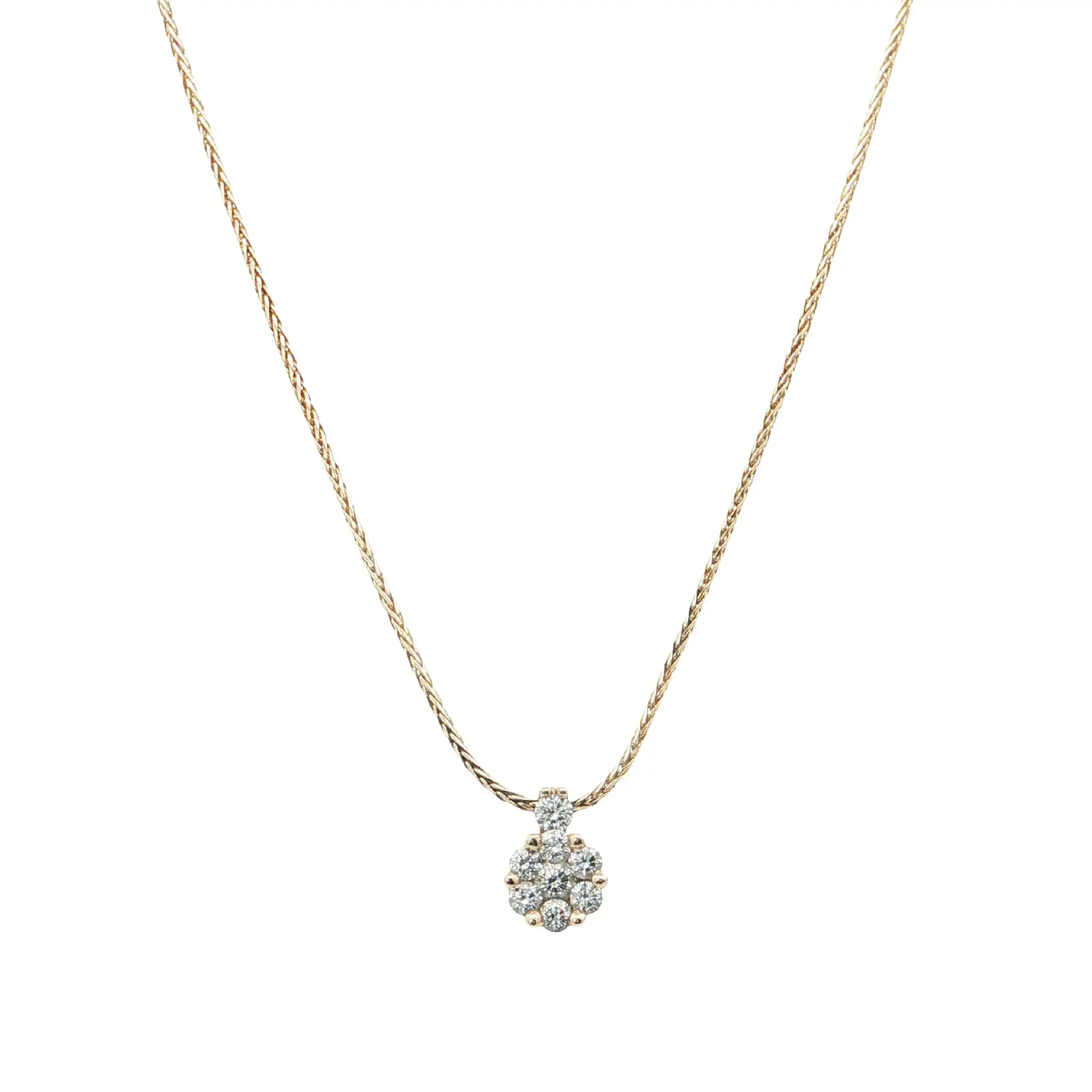 Zopfkette Gelbgold mit Brillantanhänger "Blume"
