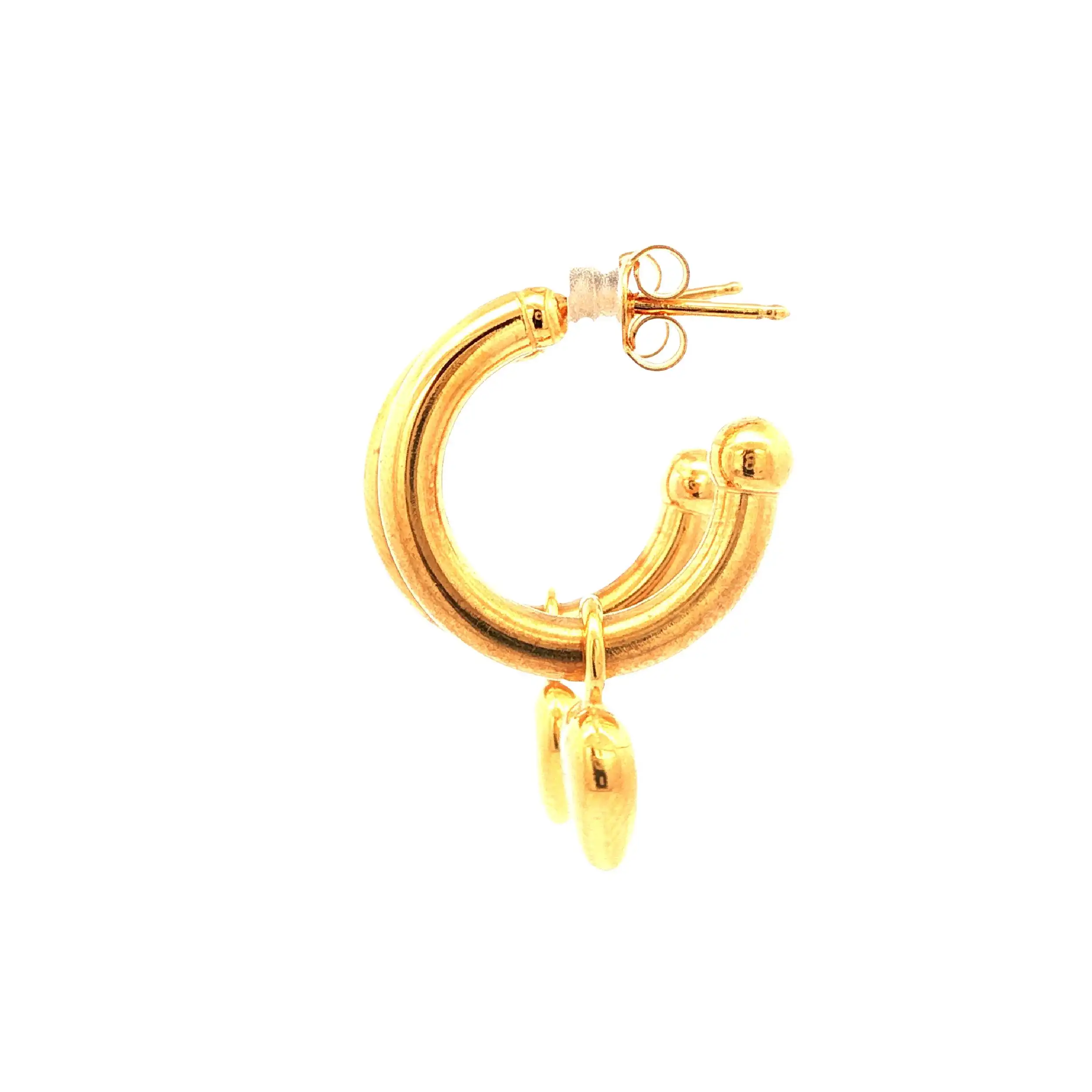 Creolen Gelbgold mit Herzanhänger Bicolor