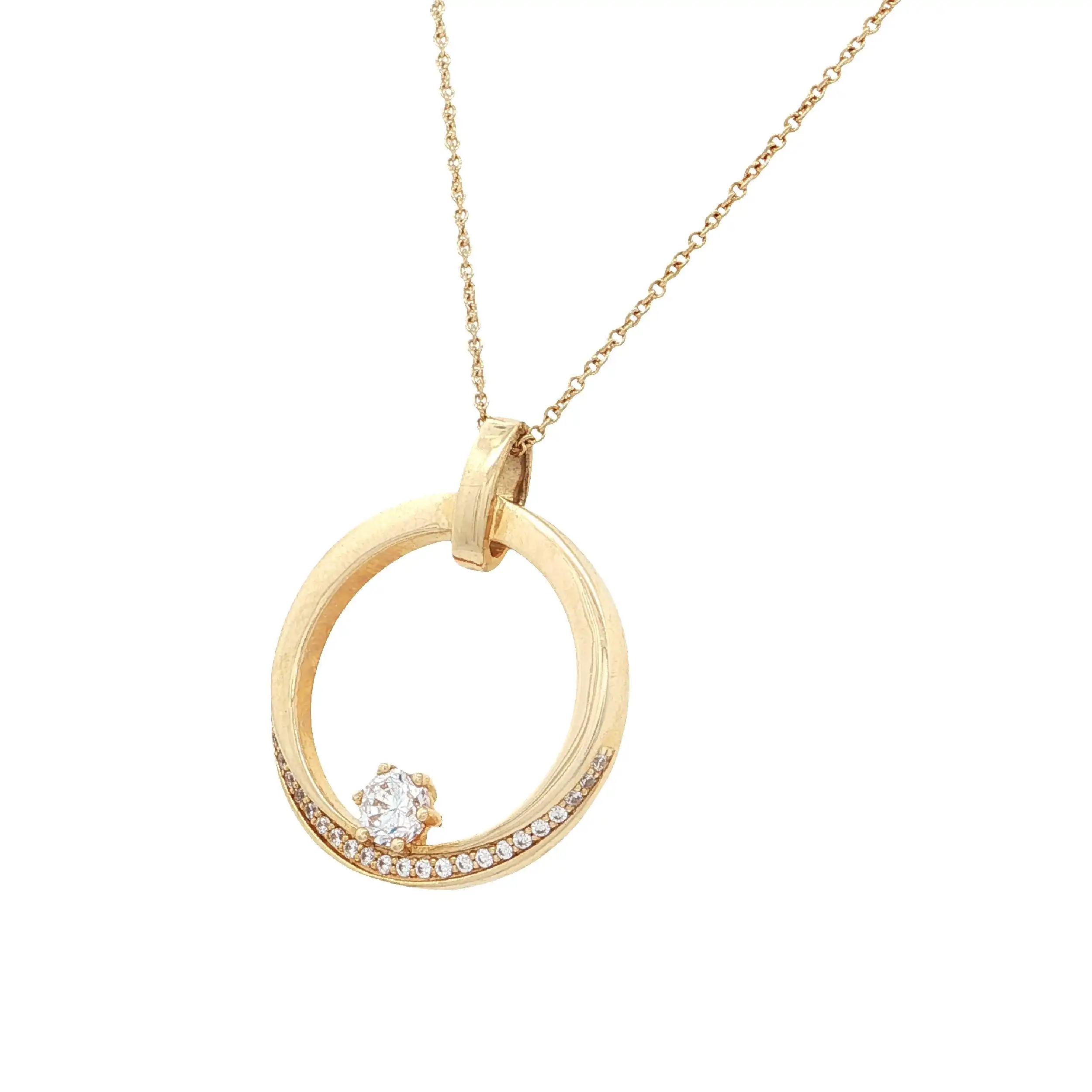Ankercollier Gelbgold mit Anhänger mit Zirkonia