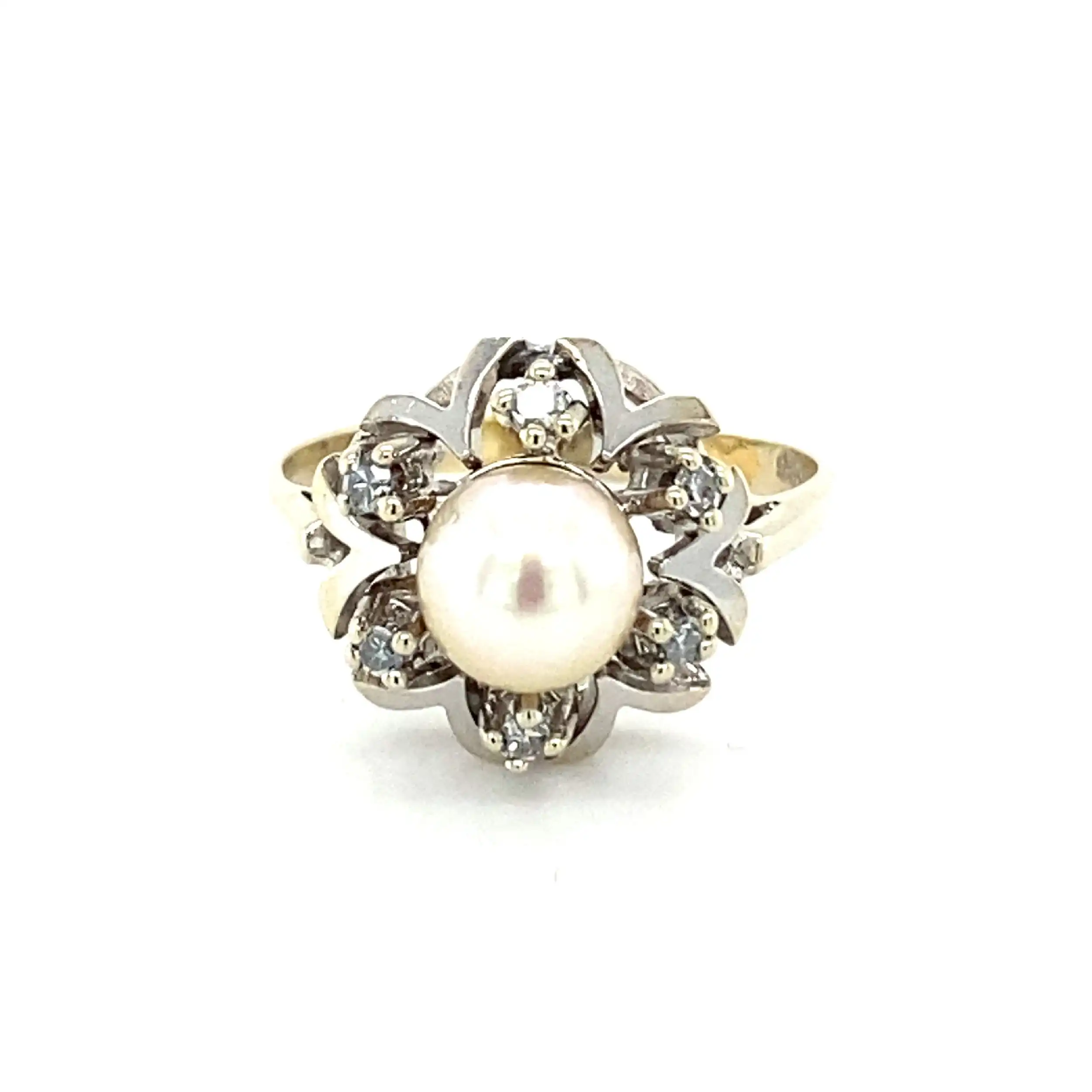 Ring Weißgold mit Perle & Diamanten