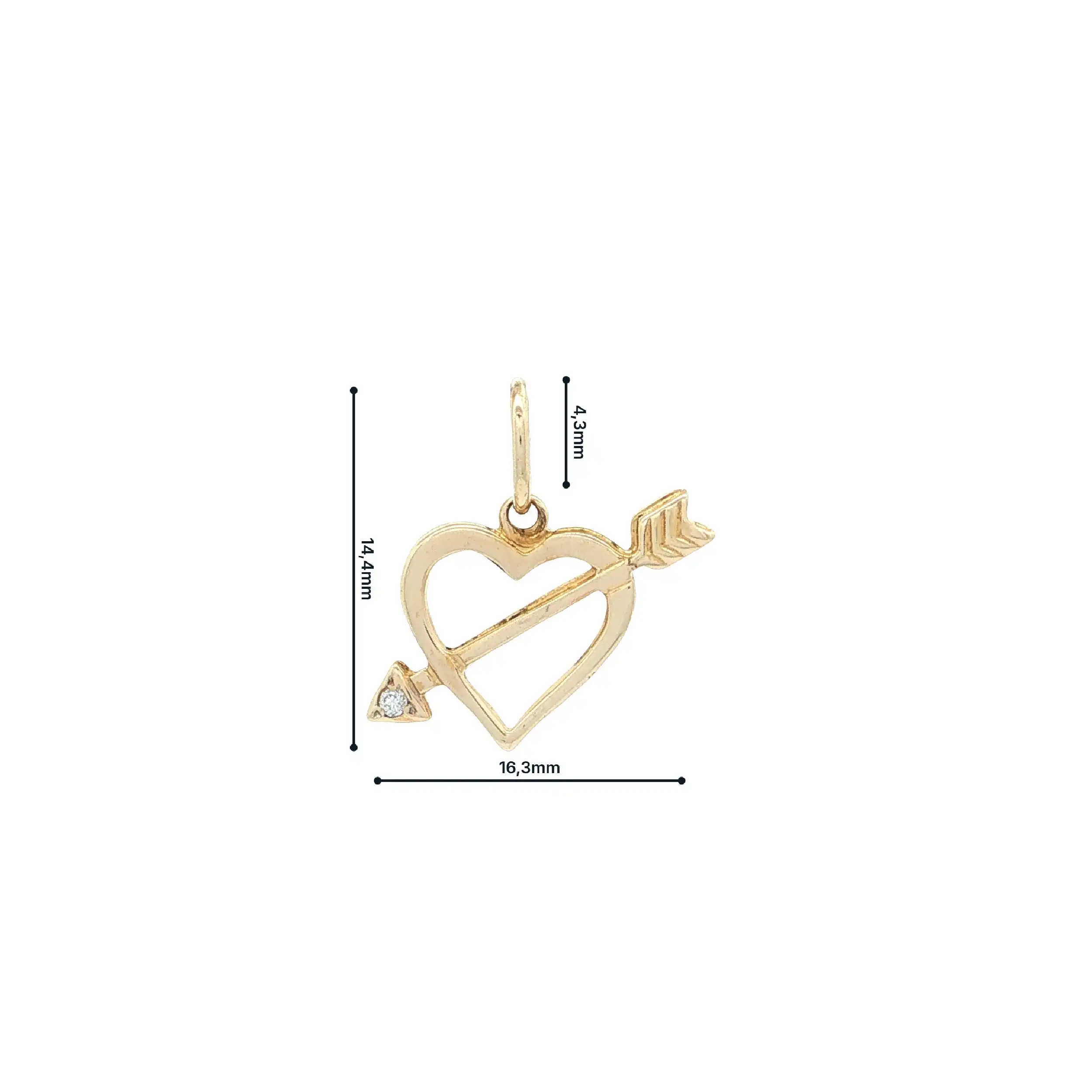 Herzanhänger Gelbgold mit Pfeil und Zirkonia