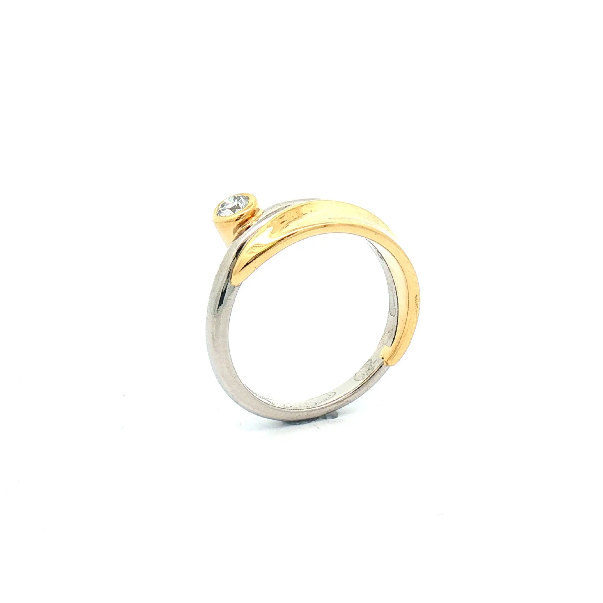 Ring Bicolor mit Brillant Platin und Gold