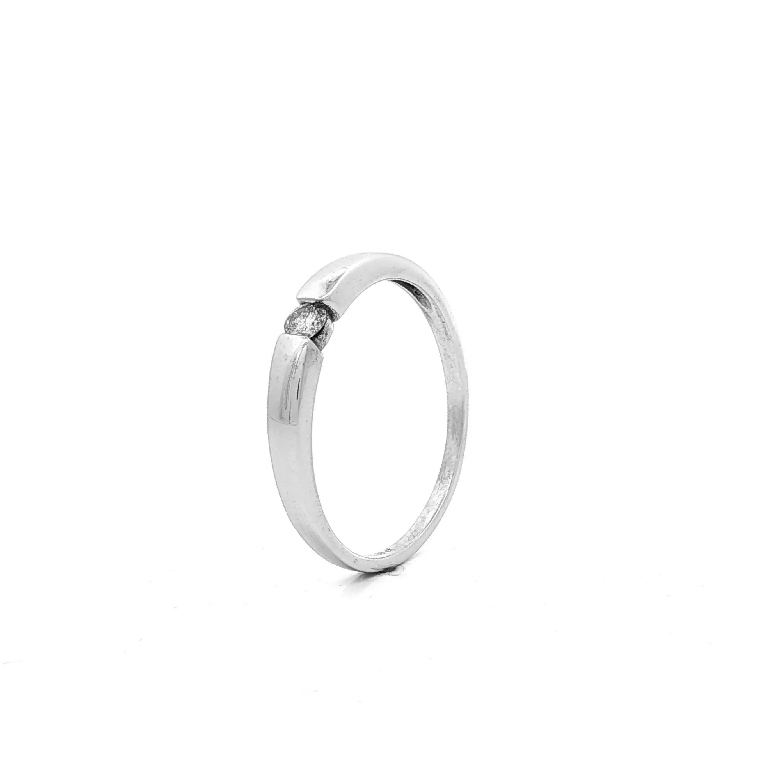 Ring Weißgold mit Brillant Solitär, graviert mit 0,08ct