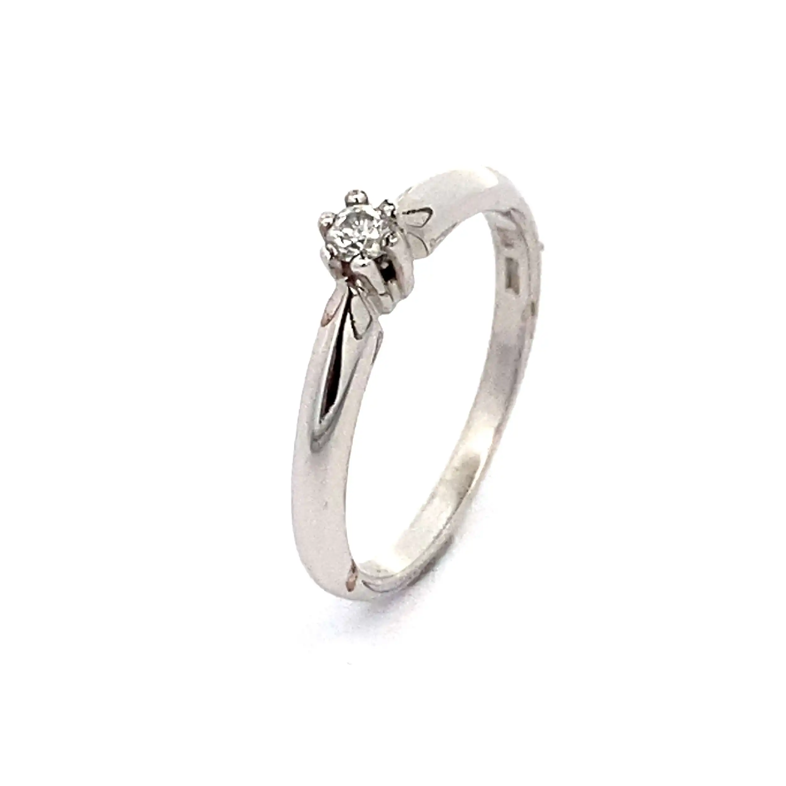 Ring Weißgold "Christ" mit Brillant Solitär, graviert mit 0,10ct Ring Weißgold "Christ" mit Brillant Solitär, graviert mit 0,10ct