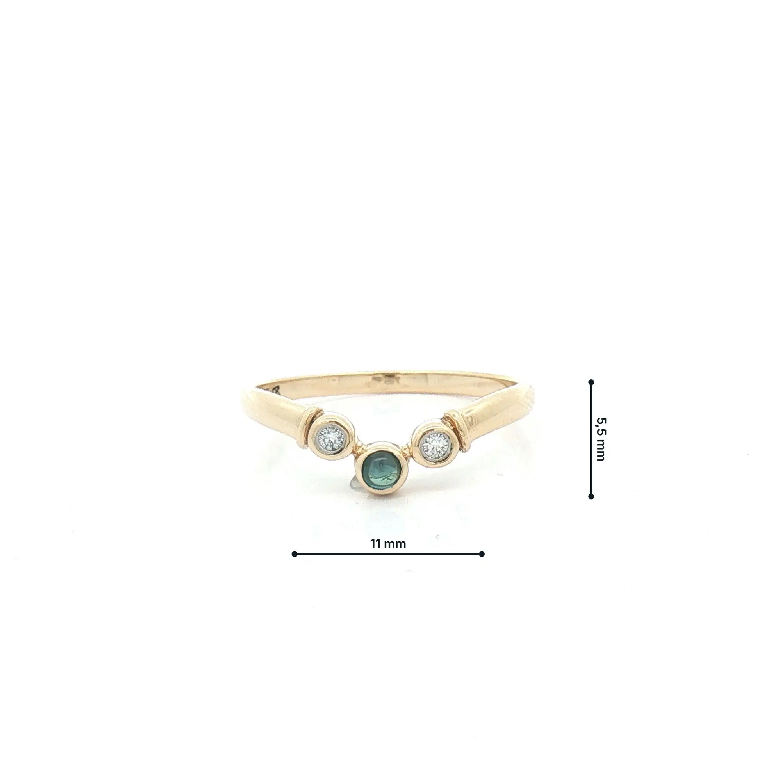 Ring Bicolor mit blauem Cabochon und Brillanten
