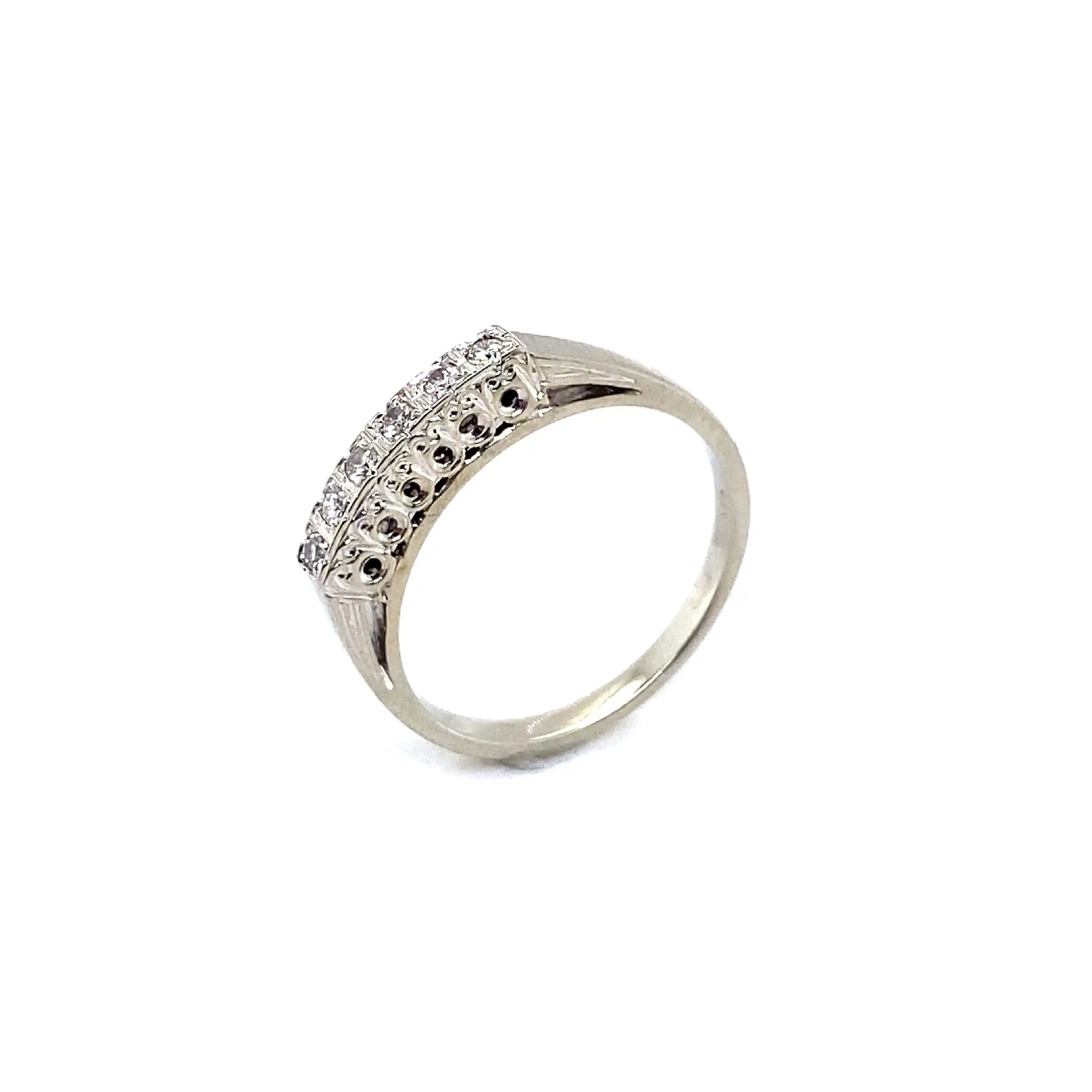 Ring Weißgold mit Brillanten, graviert mit 0,12ct
