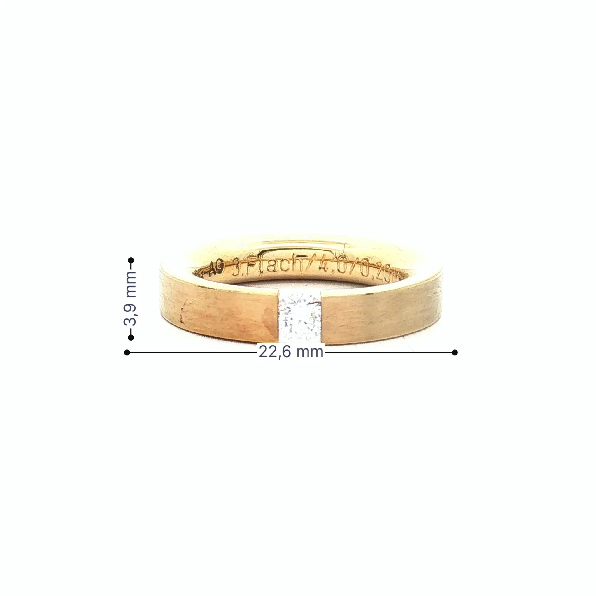 Spannring Silber vergoldet Niessing "Musterring" Flach mit Zirkonia