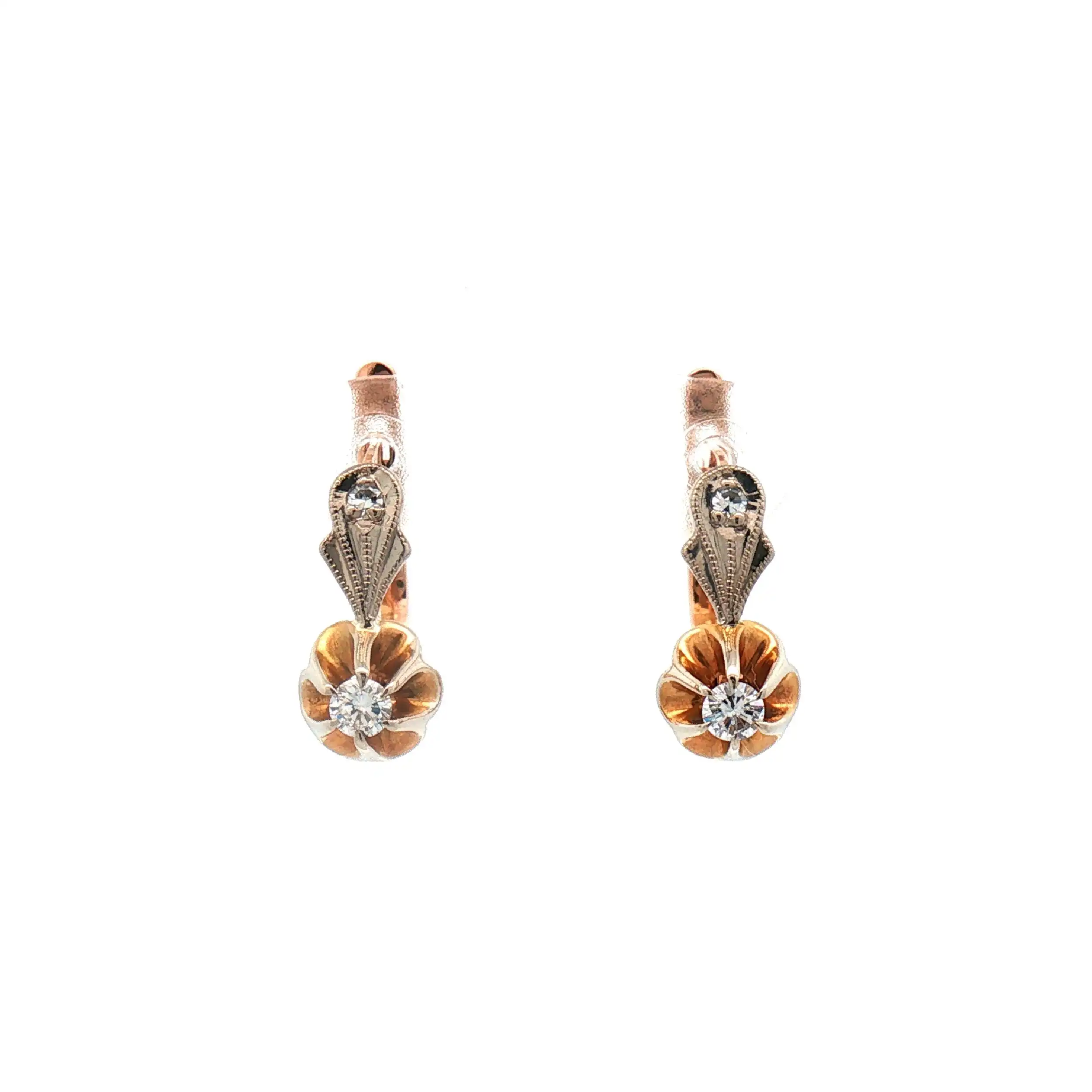 Ohrringe Bicolor mit Diamant und Brillant Ohrringe Bicolor mit Diamant und Brillant