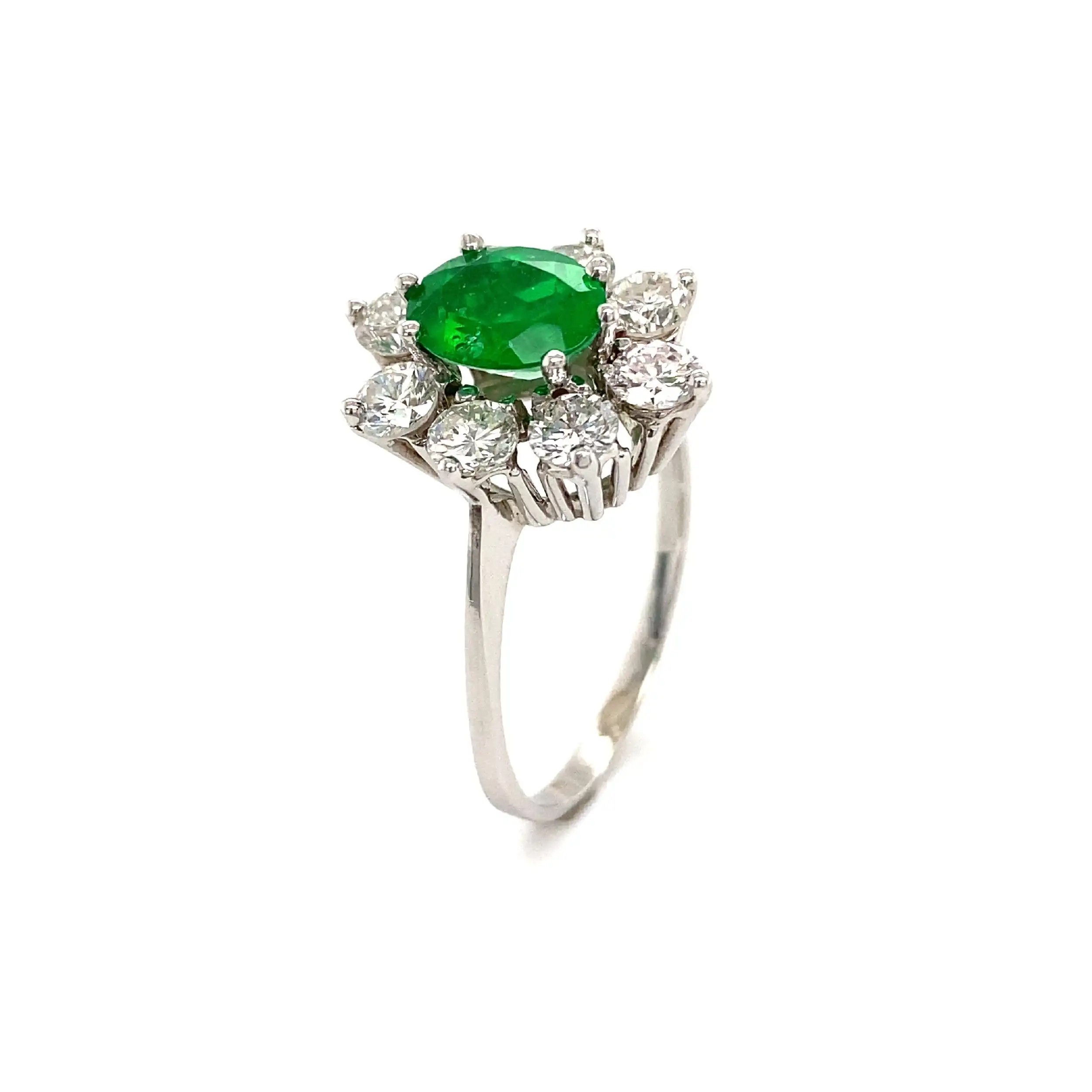 Ring Weißgold mit grüner Beryll-Triplette & Brillanten