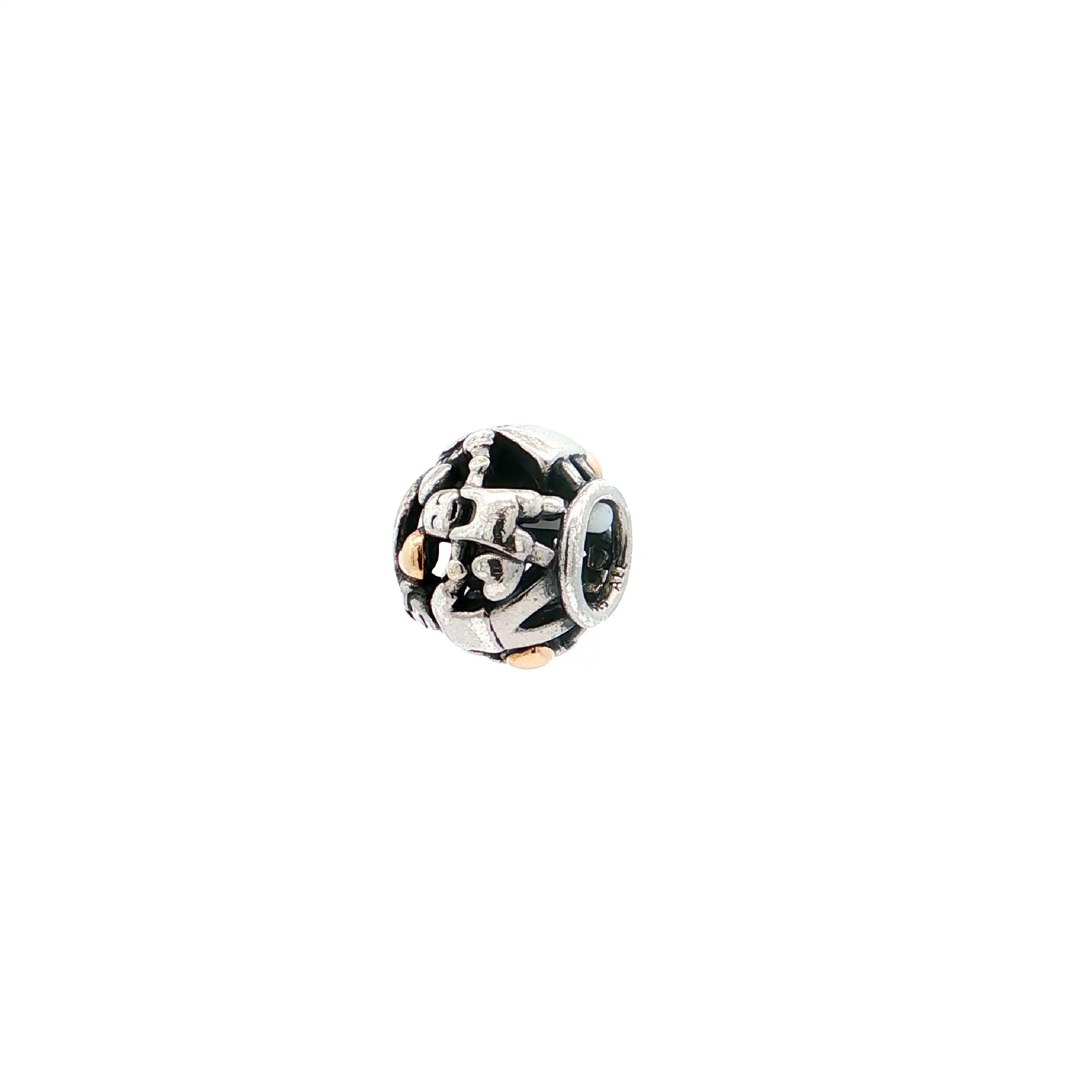 Charm Silber Pandora mit Gold Charm Silber Pandora mit Gold