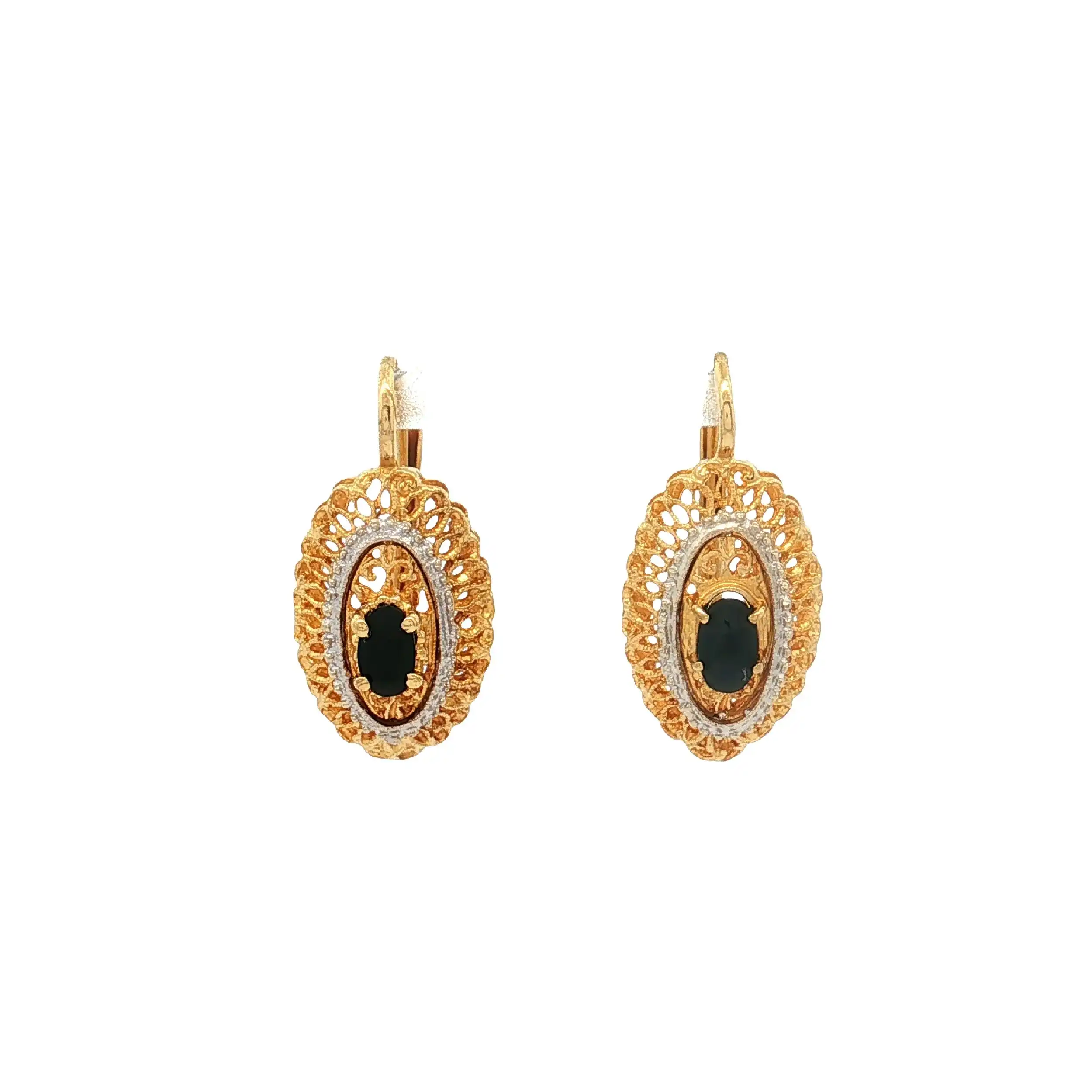 Ohrringe Gelbgold mit schwarzen Stein Ohrringe Gelbgold mit schwarzen Stein