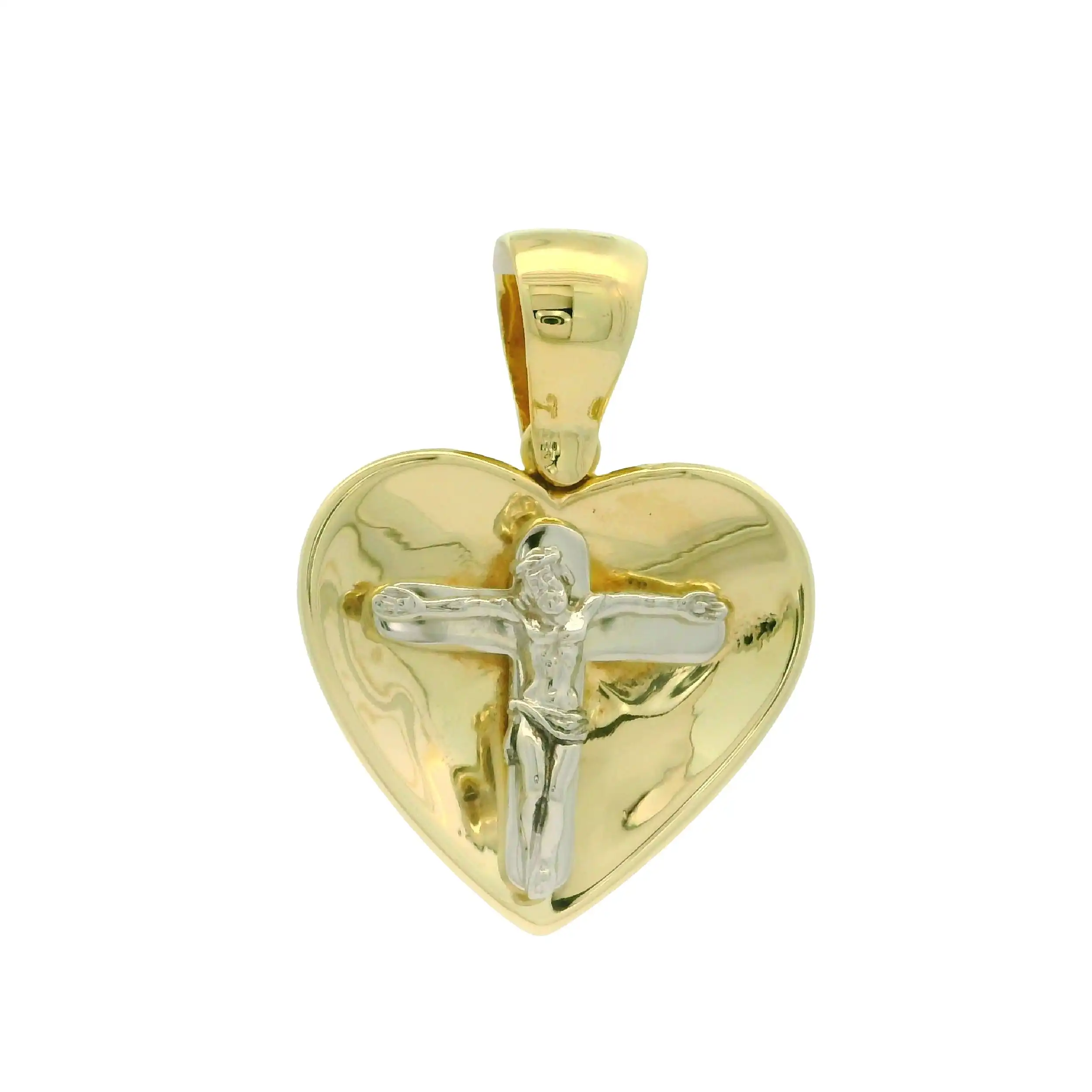 Herzanhänger Bicolor mit Jesus am Kreuz | BS00055504