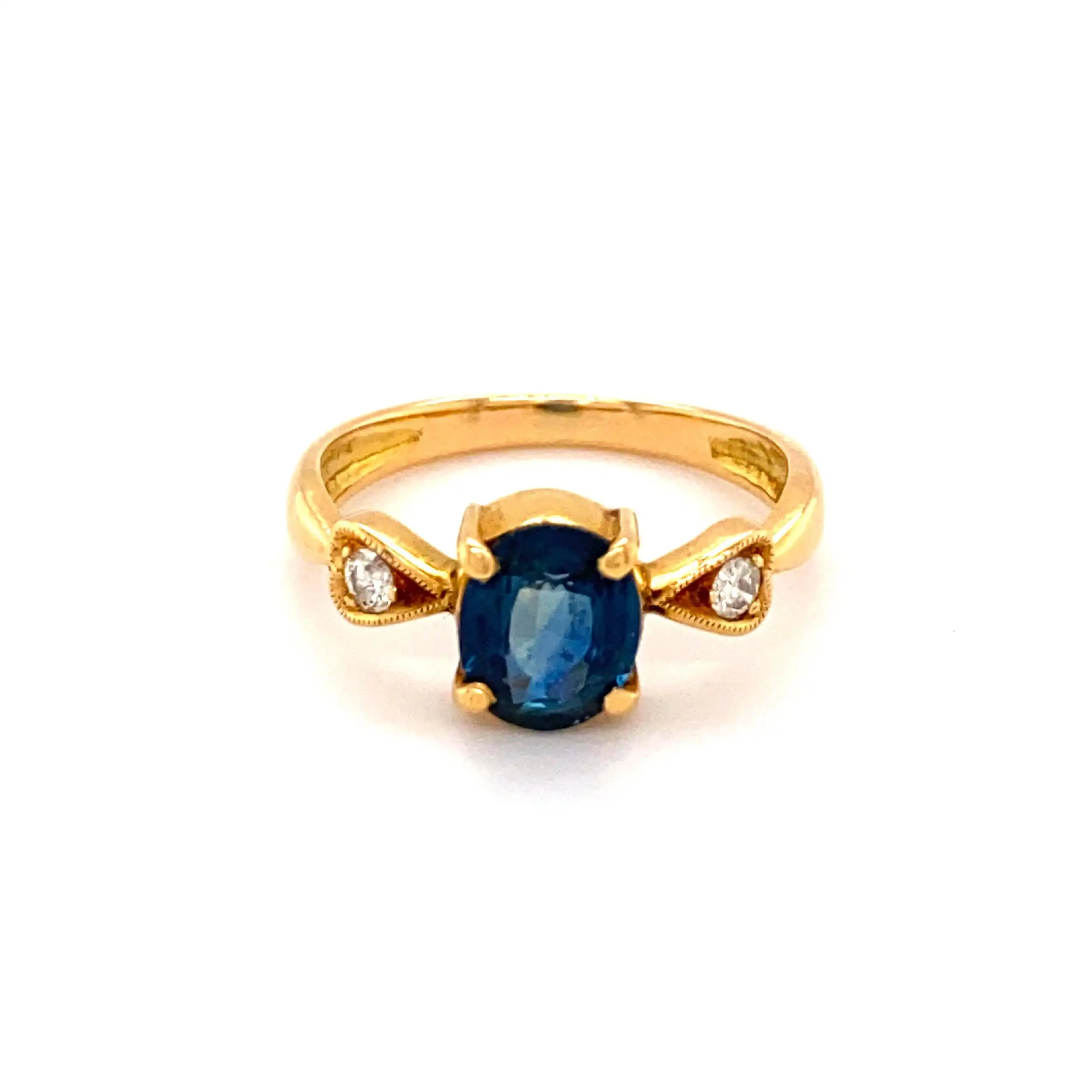 Ring Gelbgold mit Saphir und Brillanten, mit Expertise von EPL Ring Gelbgold mit Saphir und Brillanten, mit Expertise von EPL