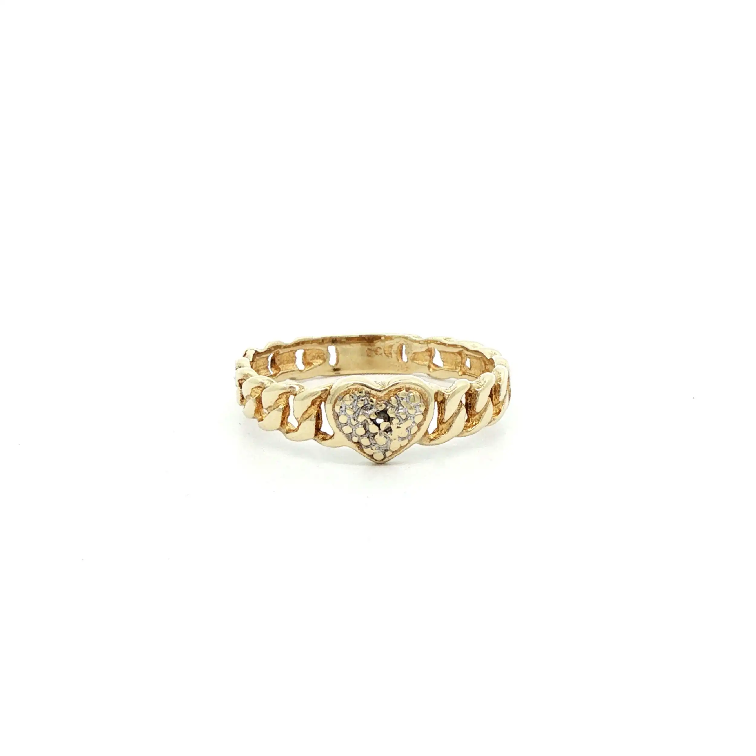 Ring Gelbgold Panzermuster "Herz" mit Diamantrose Ring Gelbgold Panzermuster "Herz" mit Diamantrose