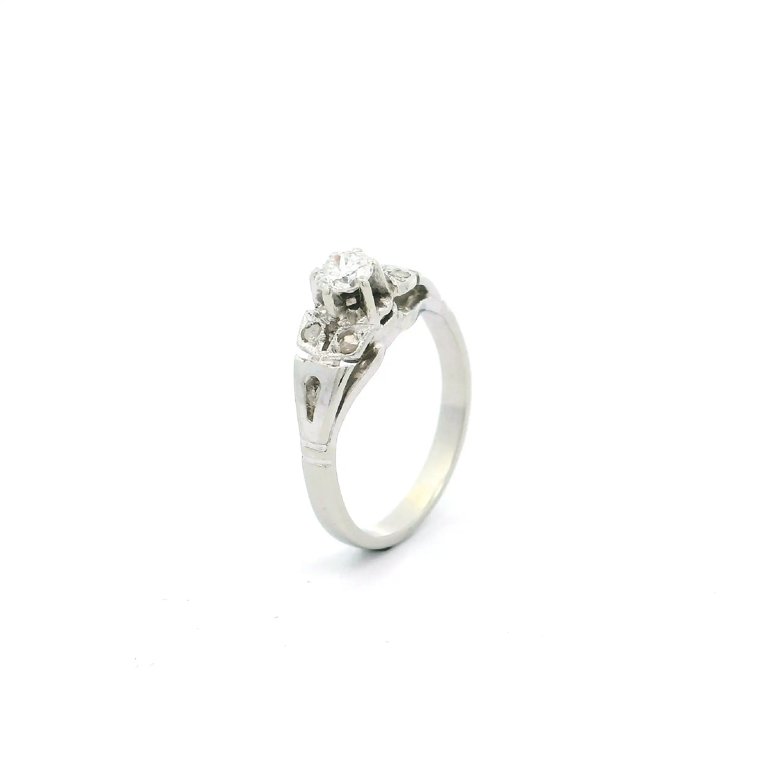 Ring Weißgold mit Brillant & Diamantrosen
