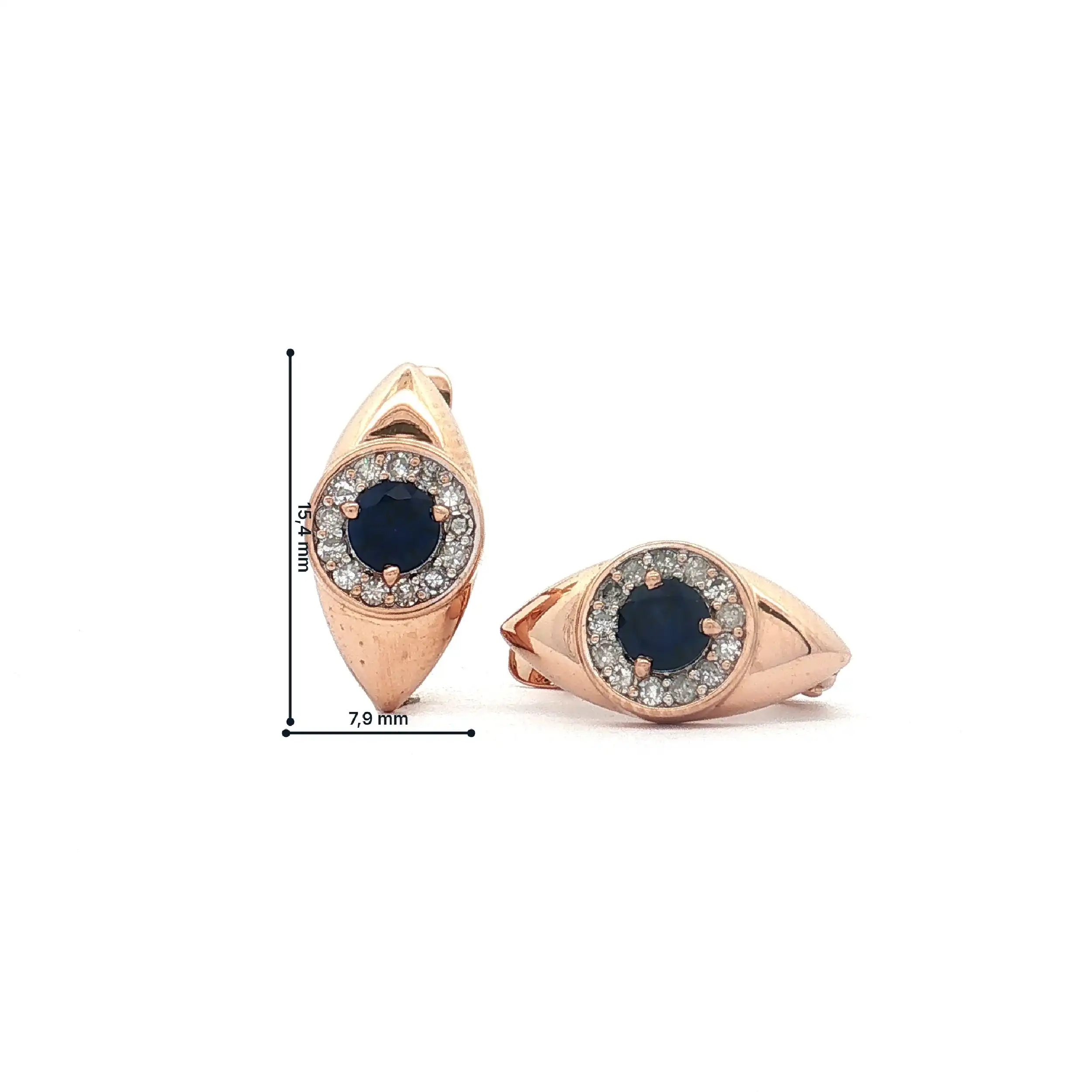 Ohrringe Roségold mit Saphir und Diamanten