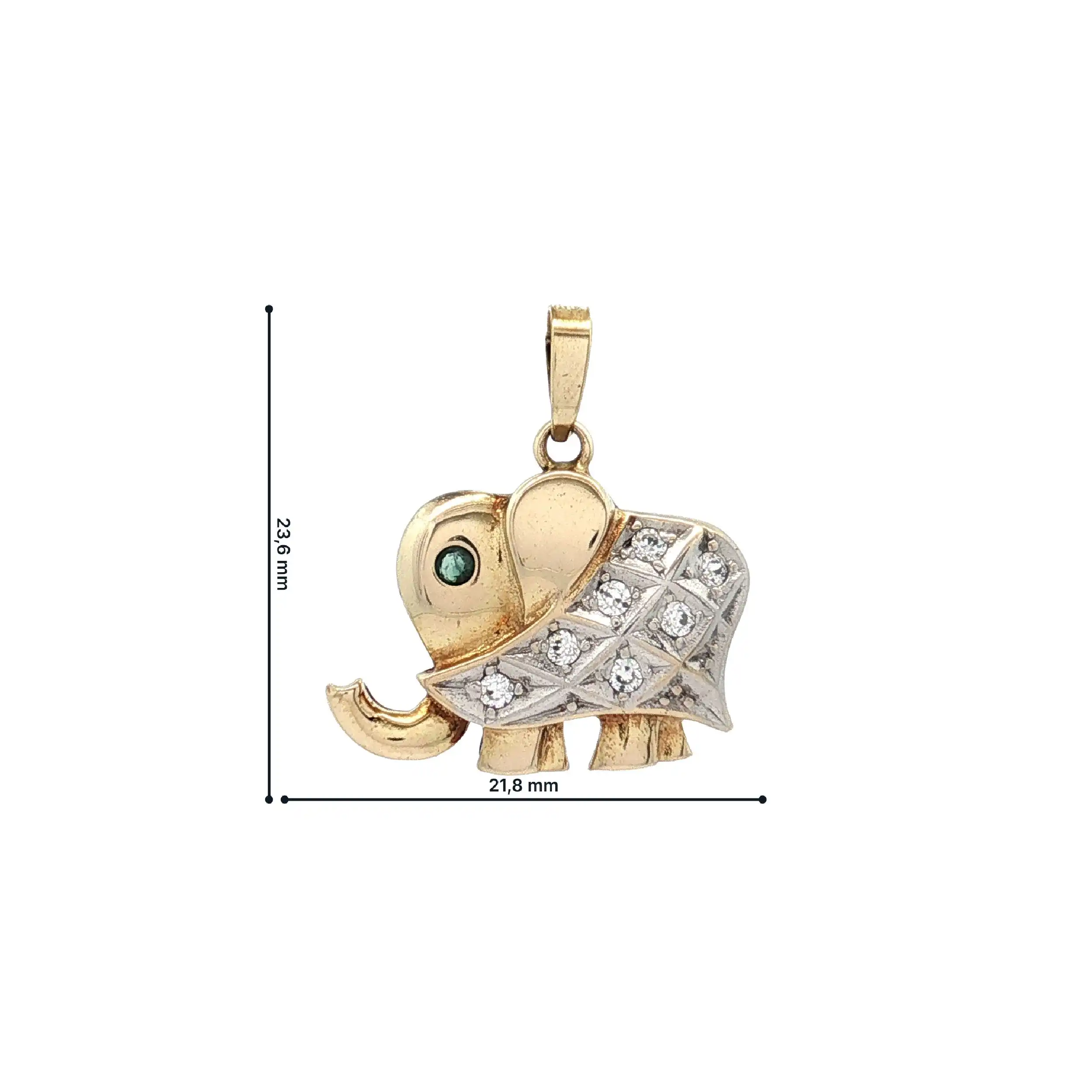 Anhänger Elefant Gelbgold mit Zirkonia