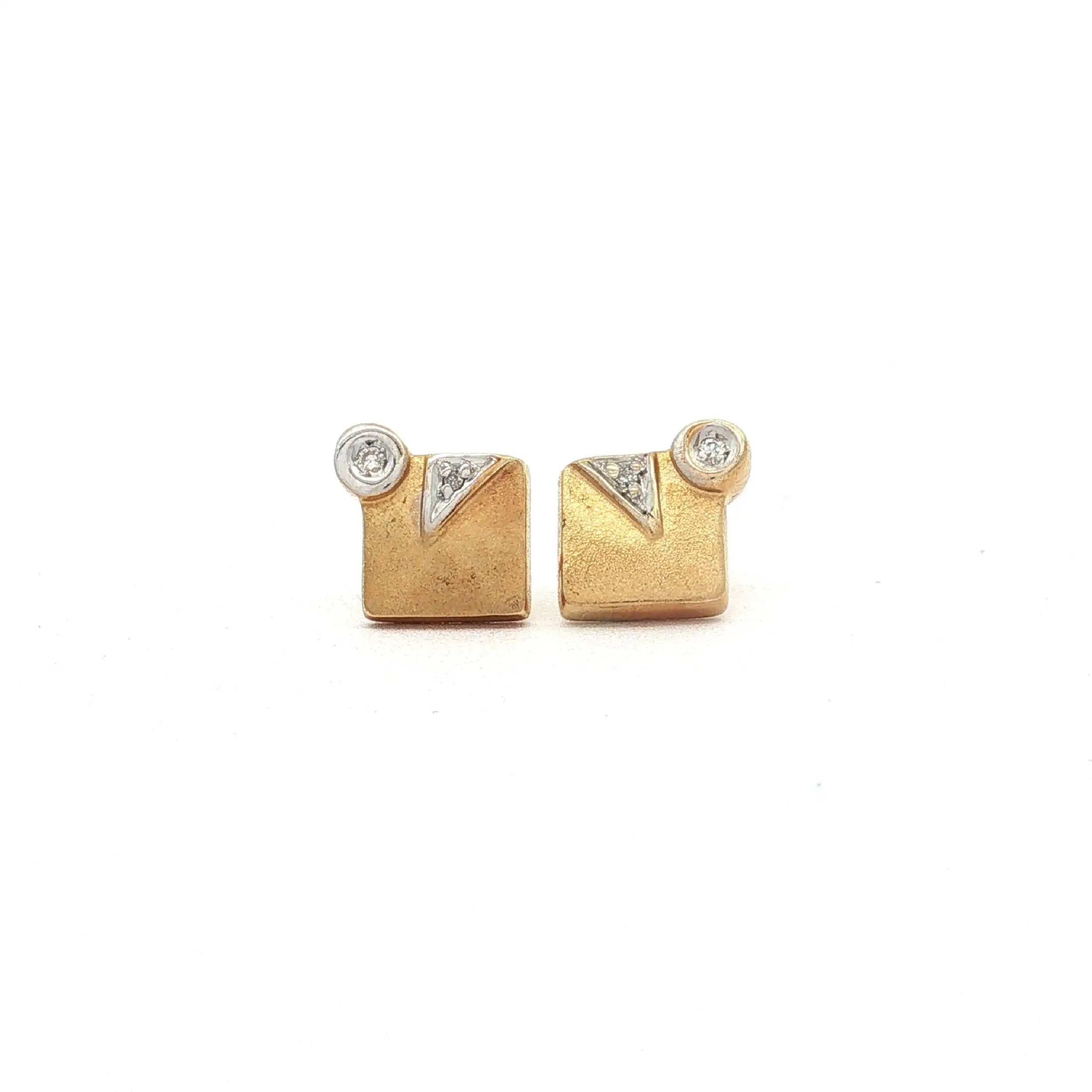 Paar Ohrstecker Bicolor mit Diamanten