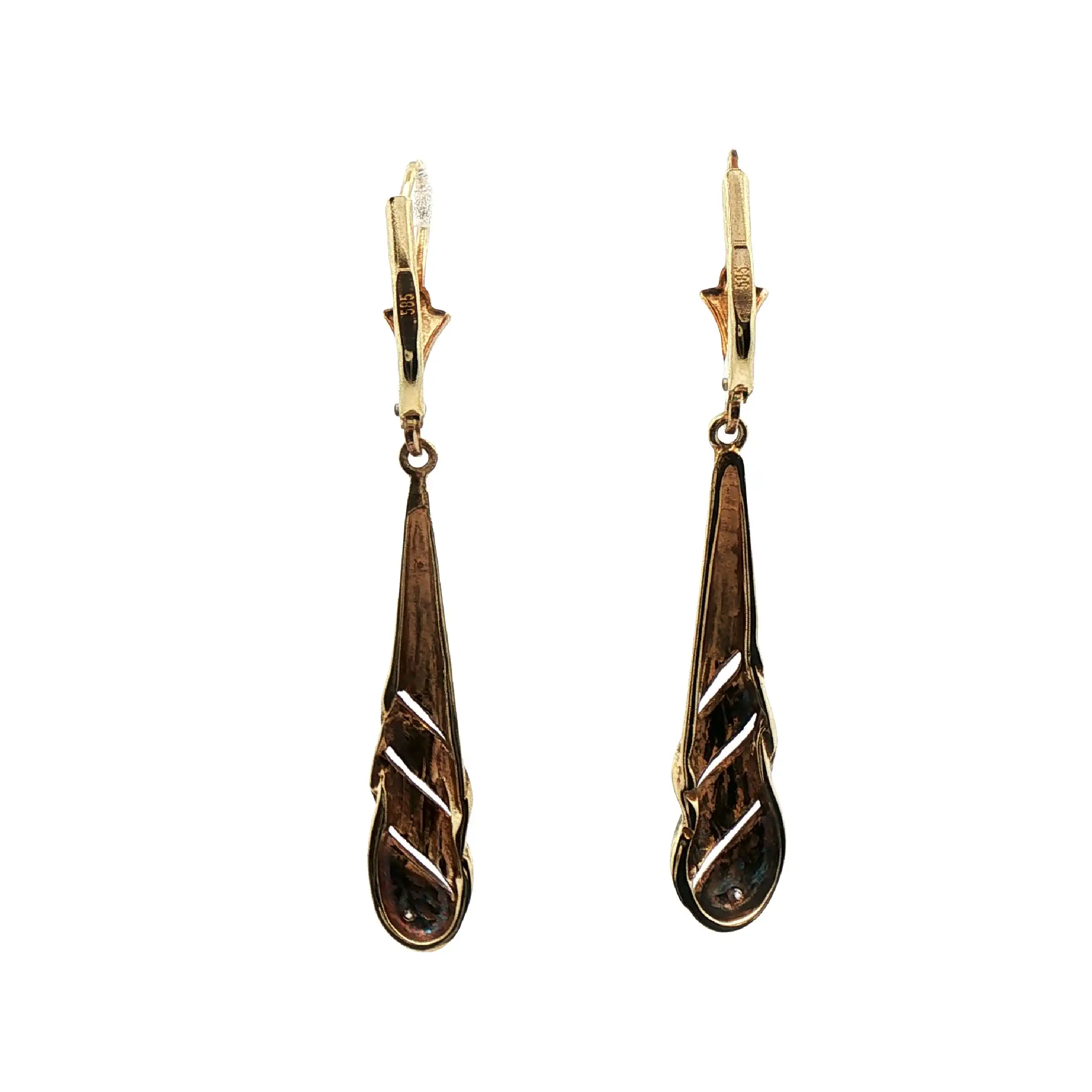 Ohrringe Bicolor Matt / Glanz Gelbgold mit Diamantensplitter Ohrringe Bicolor Matt / Glanz Gelbgold mit Diamantensplitter