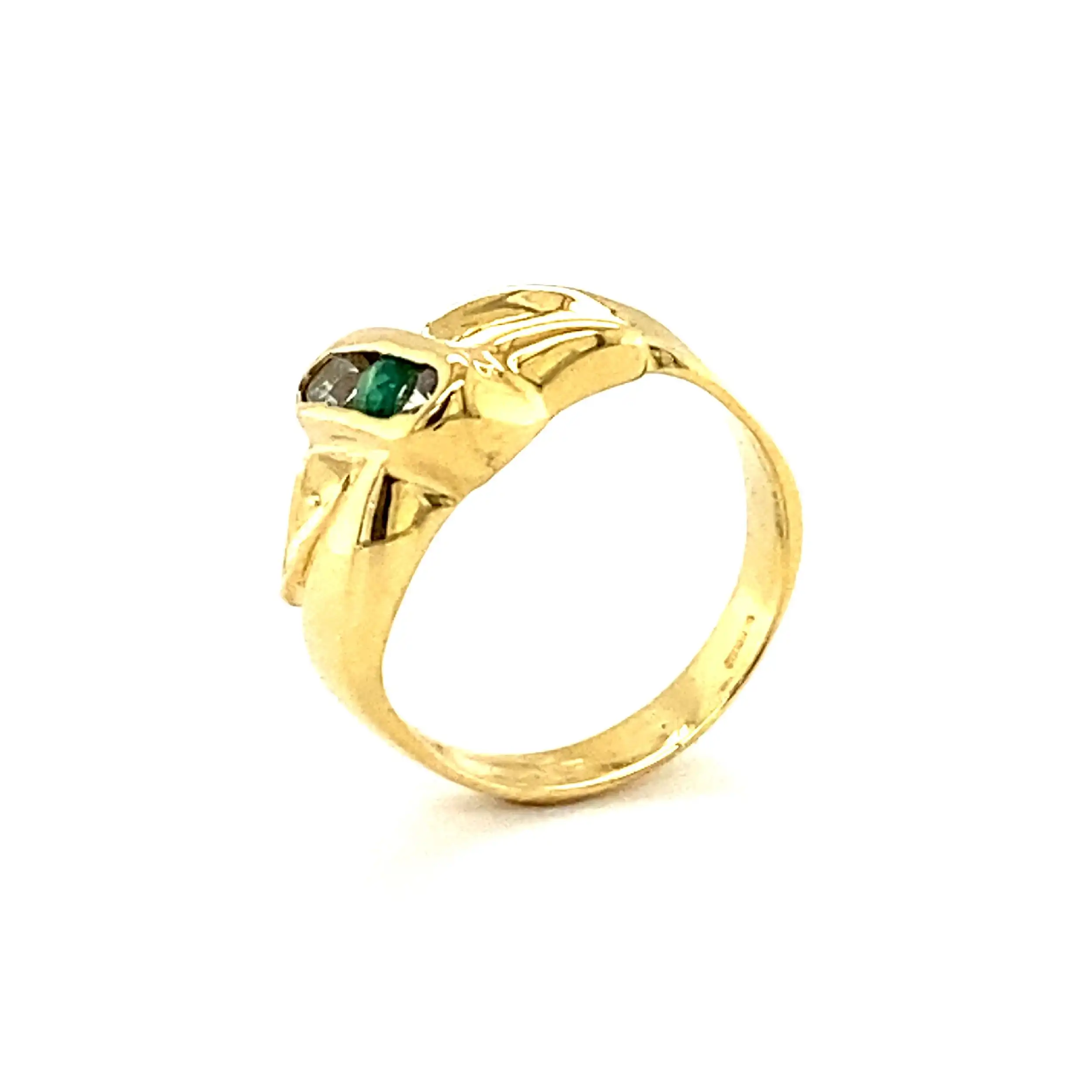 Ring Gelbgold mit grünem Farbstein & Zirkonia Ring Gelbgold mit grünem Farbstein & Zirkonia