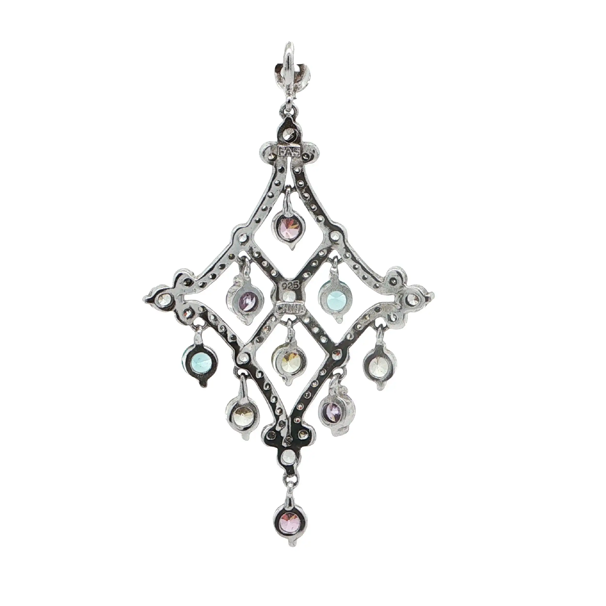 Anhänger Silber mit bunten Farbsteinen & Zirkonia