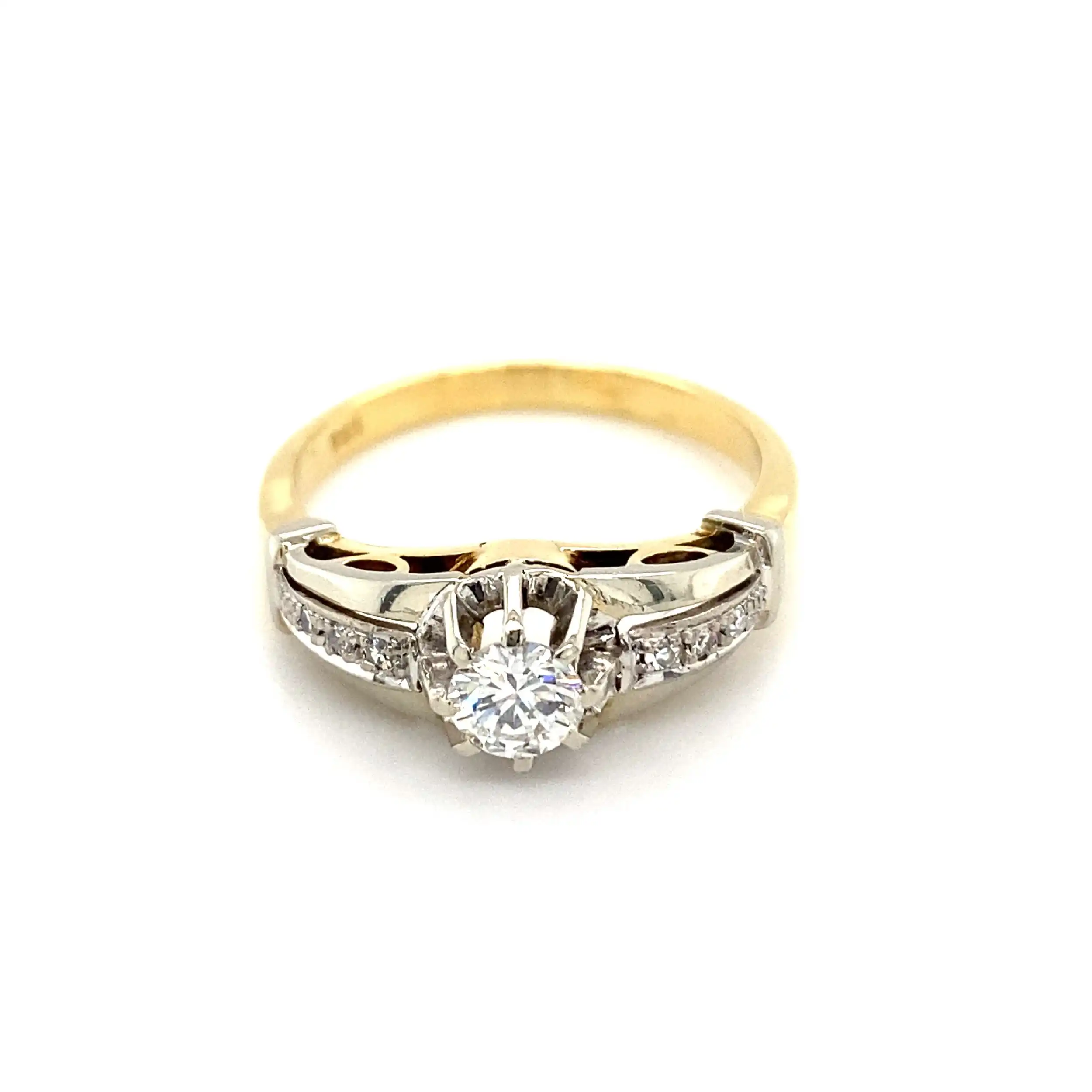 Ring Bicolor mit Brillant-Solitär & Diamanten Ring Bicolor mit Brillant-Solitär & Diamanten