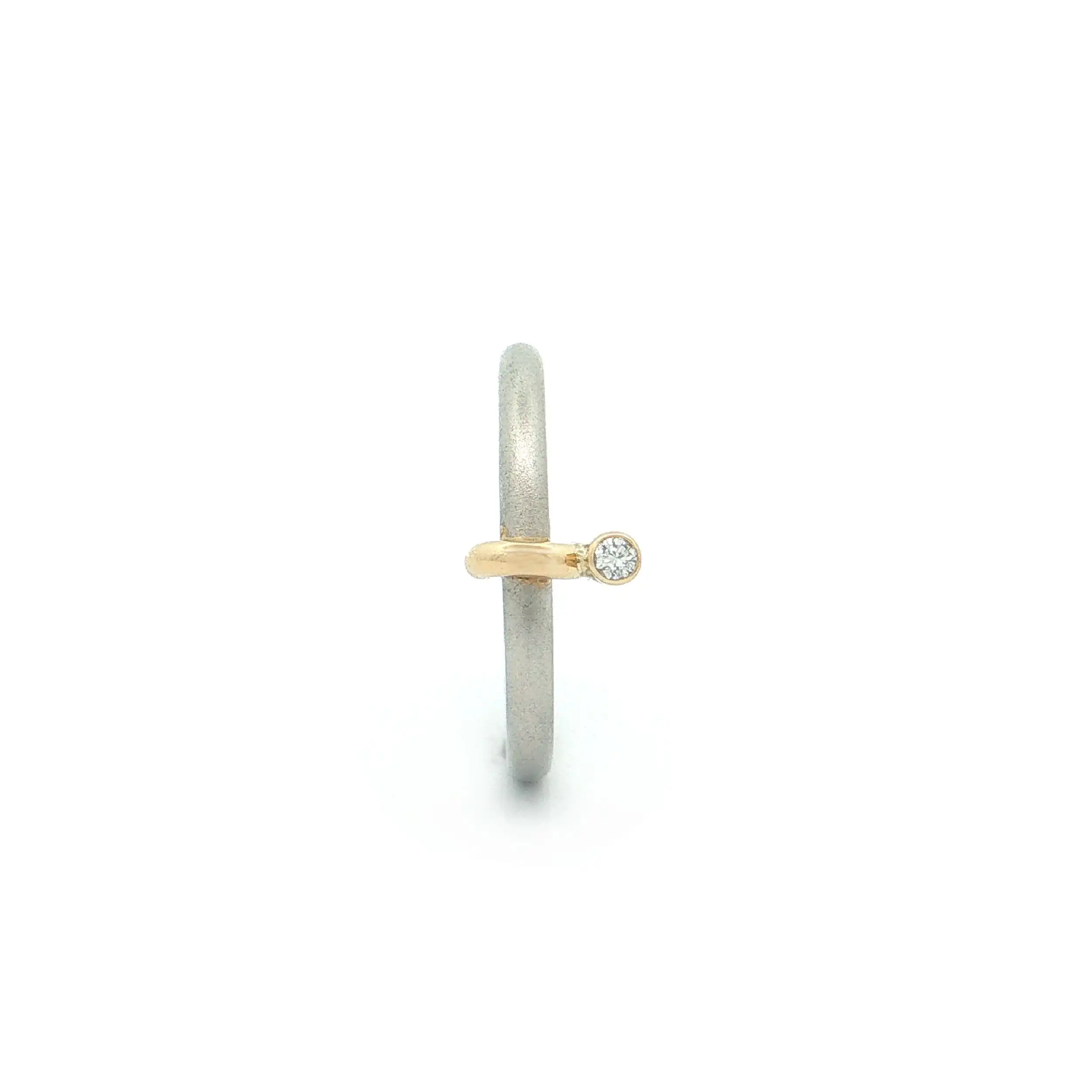 Ring Platin/Gelbgold mit Brillant, graviert mit 0,02ct