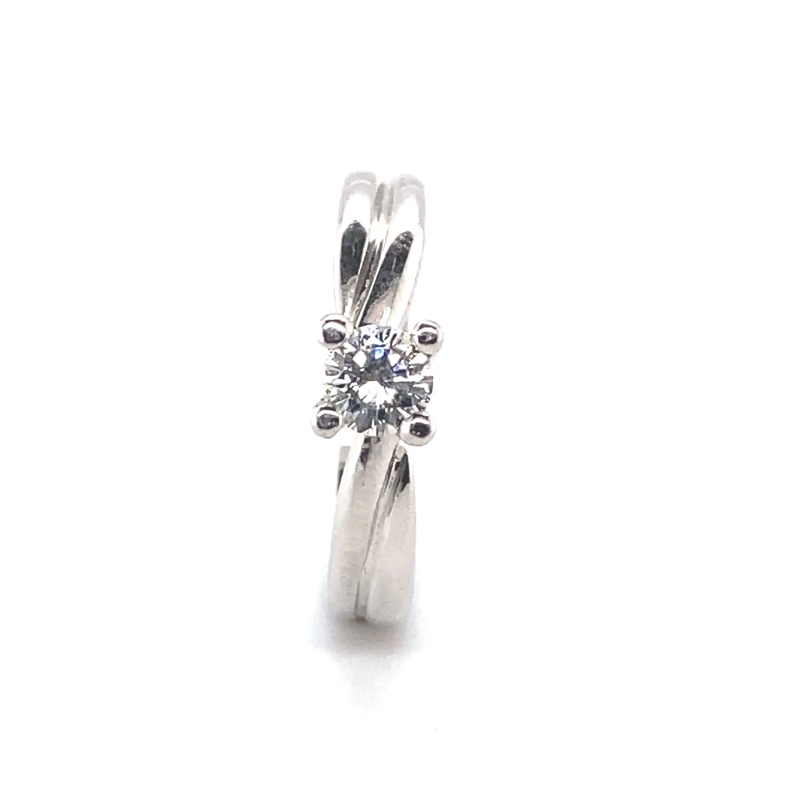 Ring Weißgold mit Brillant Solitär, graviert mit 0,32ct. H