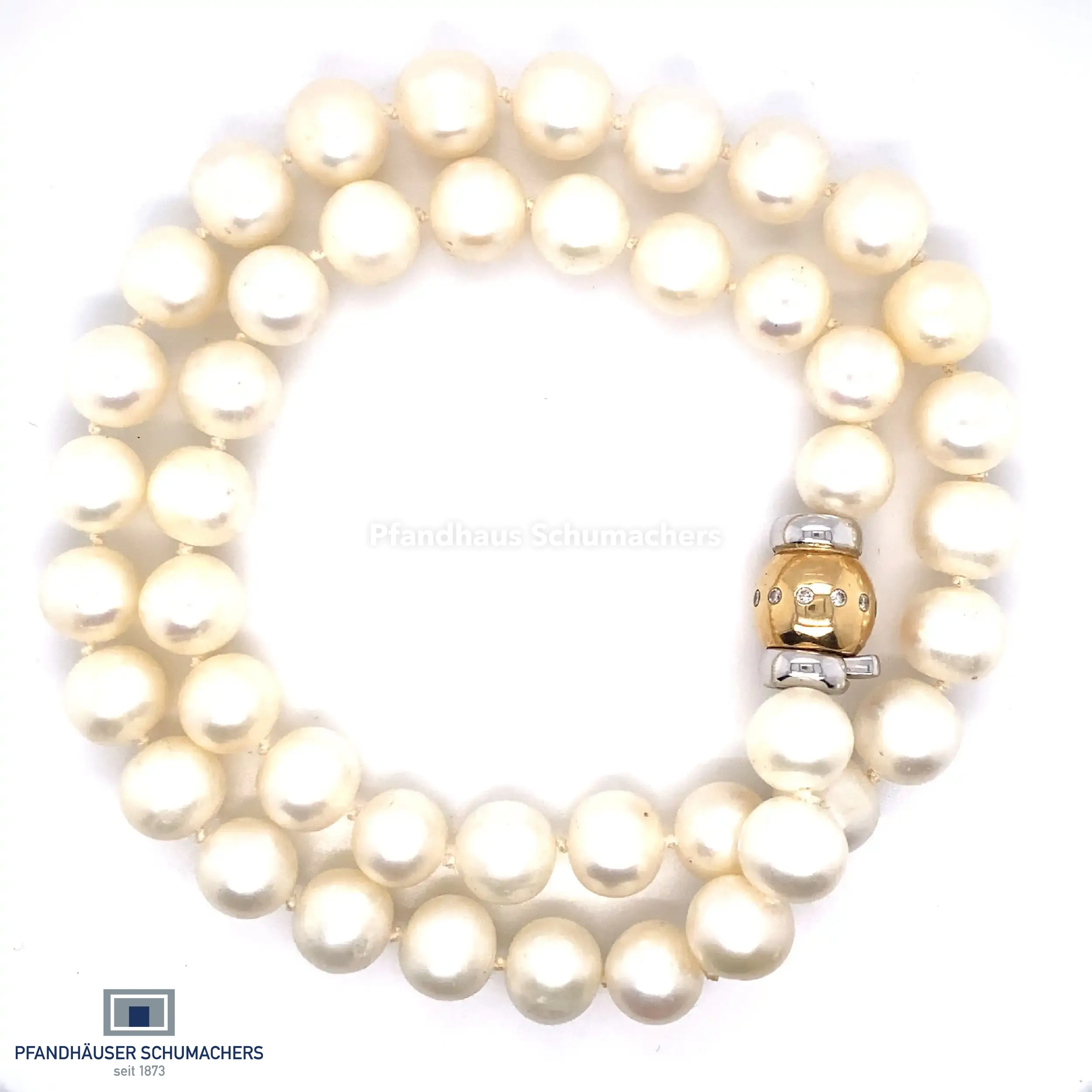 Perlenkette mit Goldverschluss Bicolor mit Brillanten 