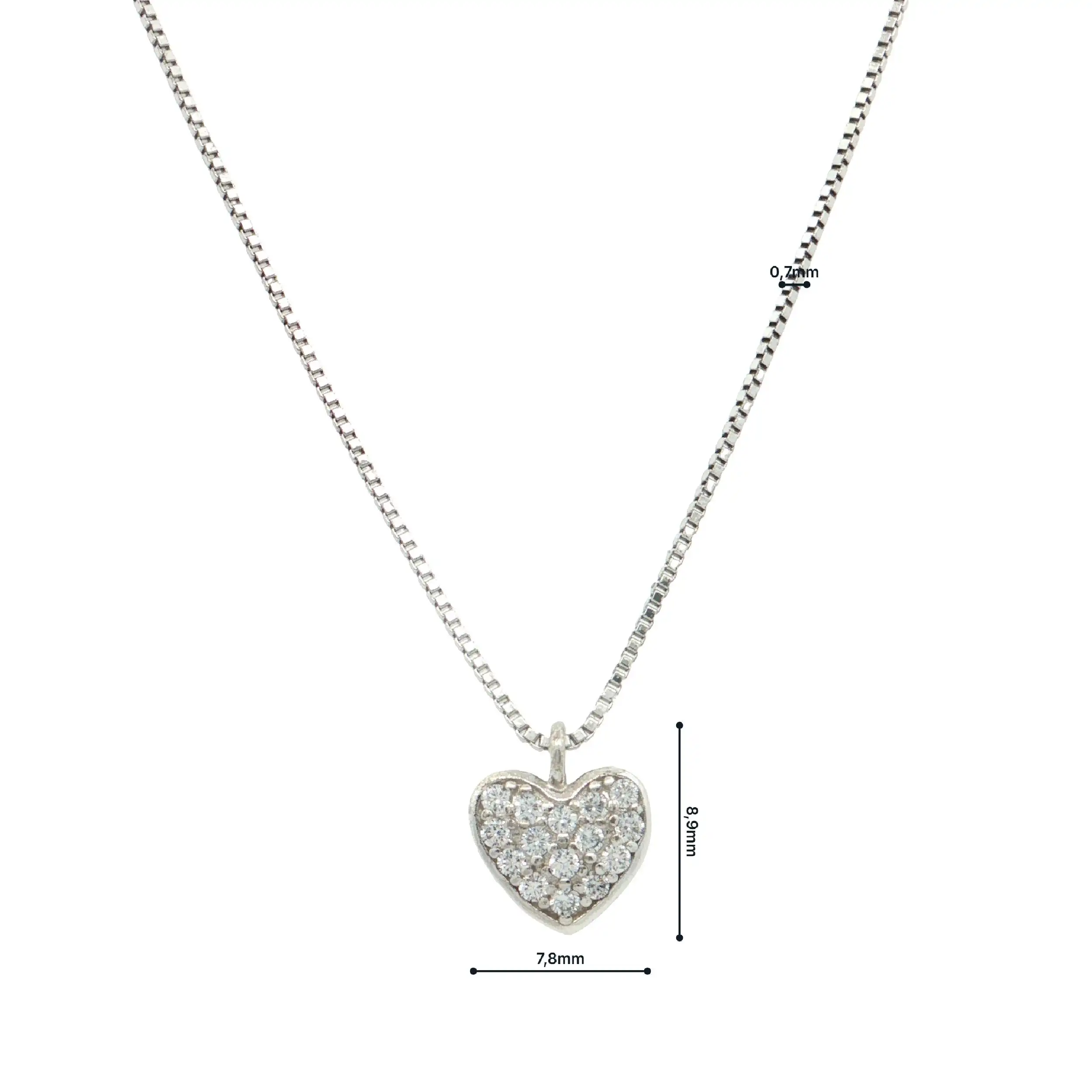 Kette Silber mit Herzanhänger mit Zirkonia Kette Silber mit Herzanhänger mit Zirkonia