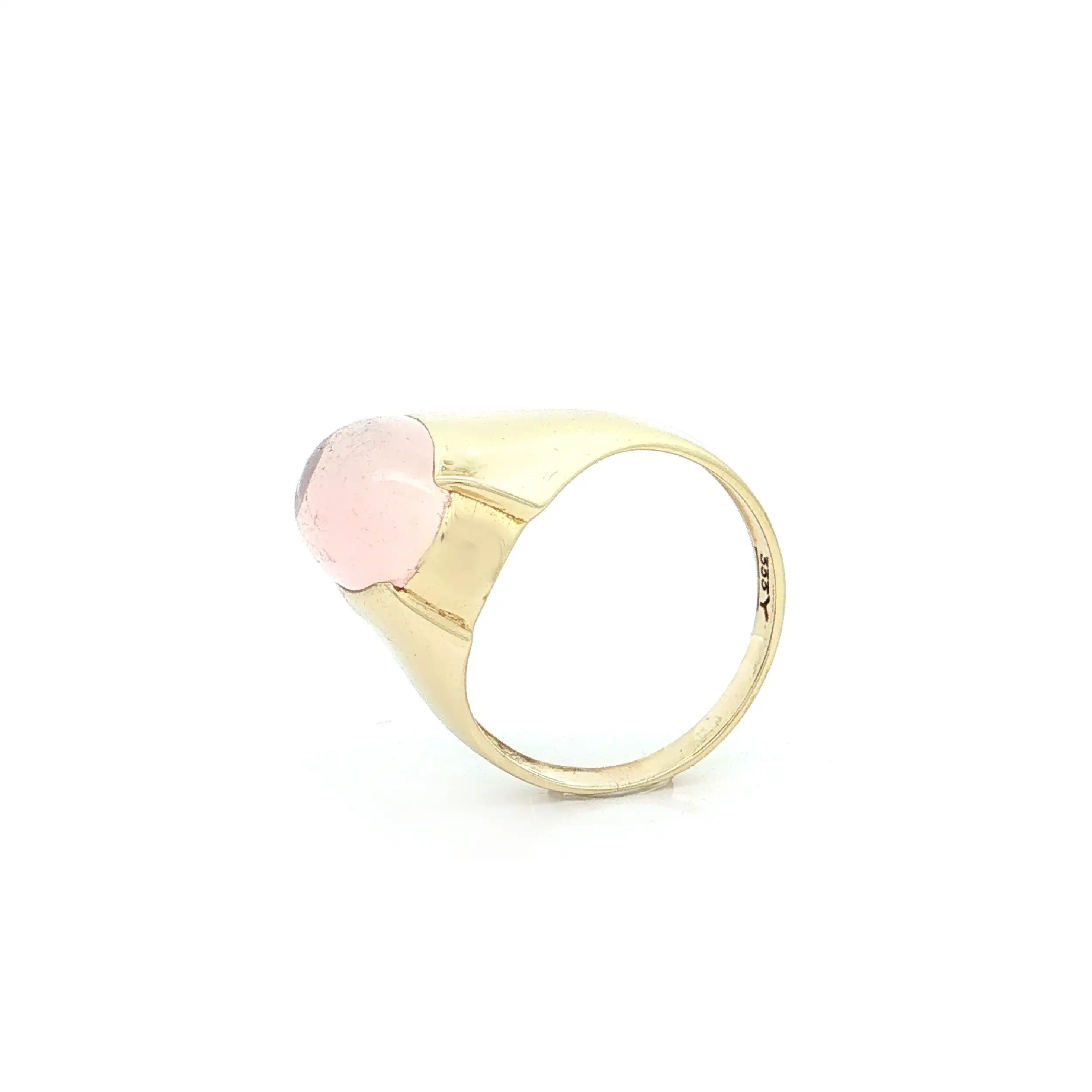 Ring Gelbgold mit Rosenquarz Cabochon