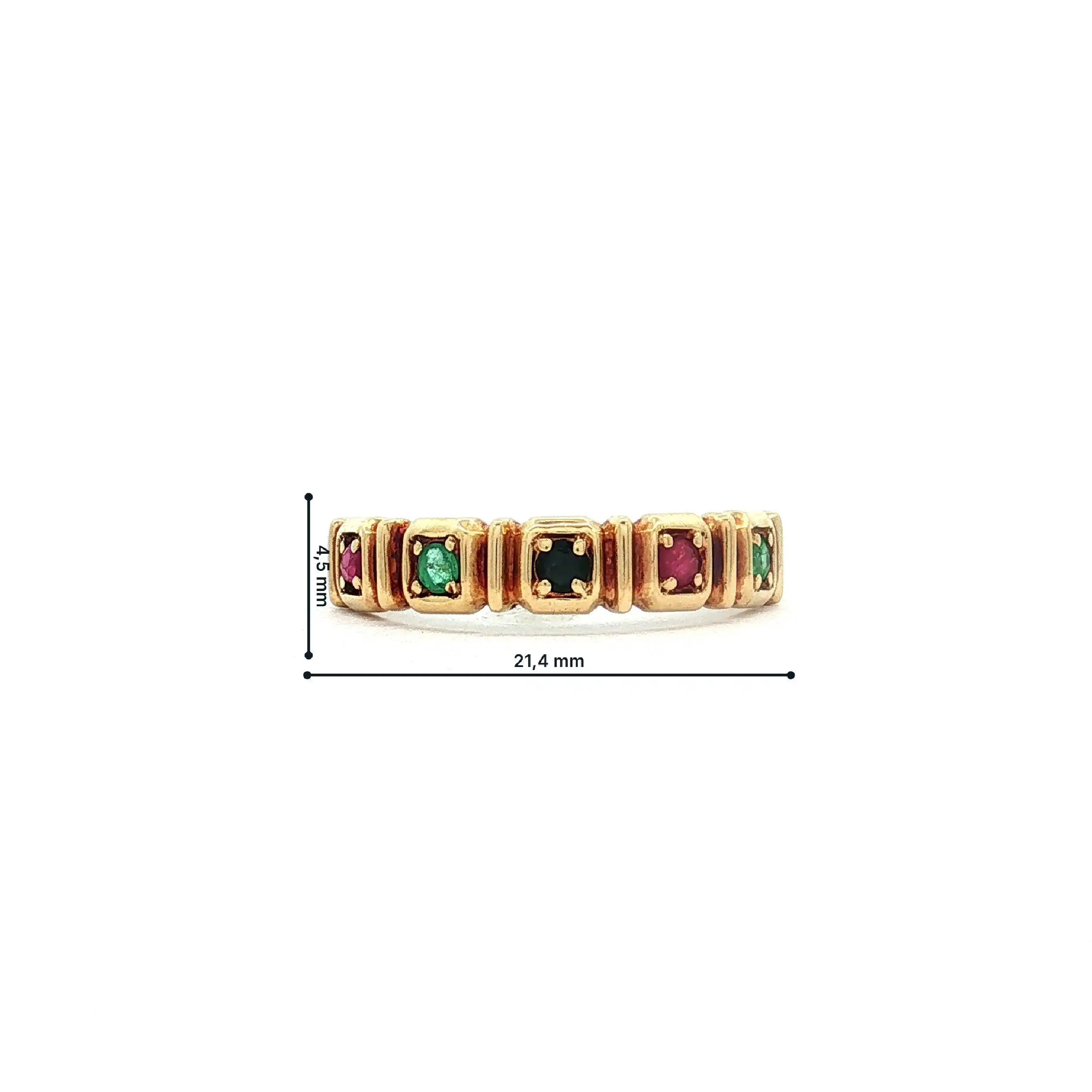 Ring Gelbgold mit Saphir, Smaragden und Rubinen